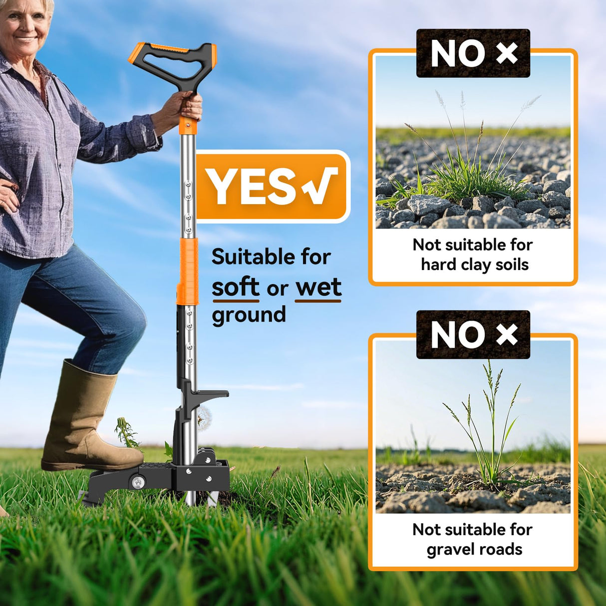 Fulljion Weed Puller Tool,No Bending/Kneeling for Lawn,Yard & Garden Tool