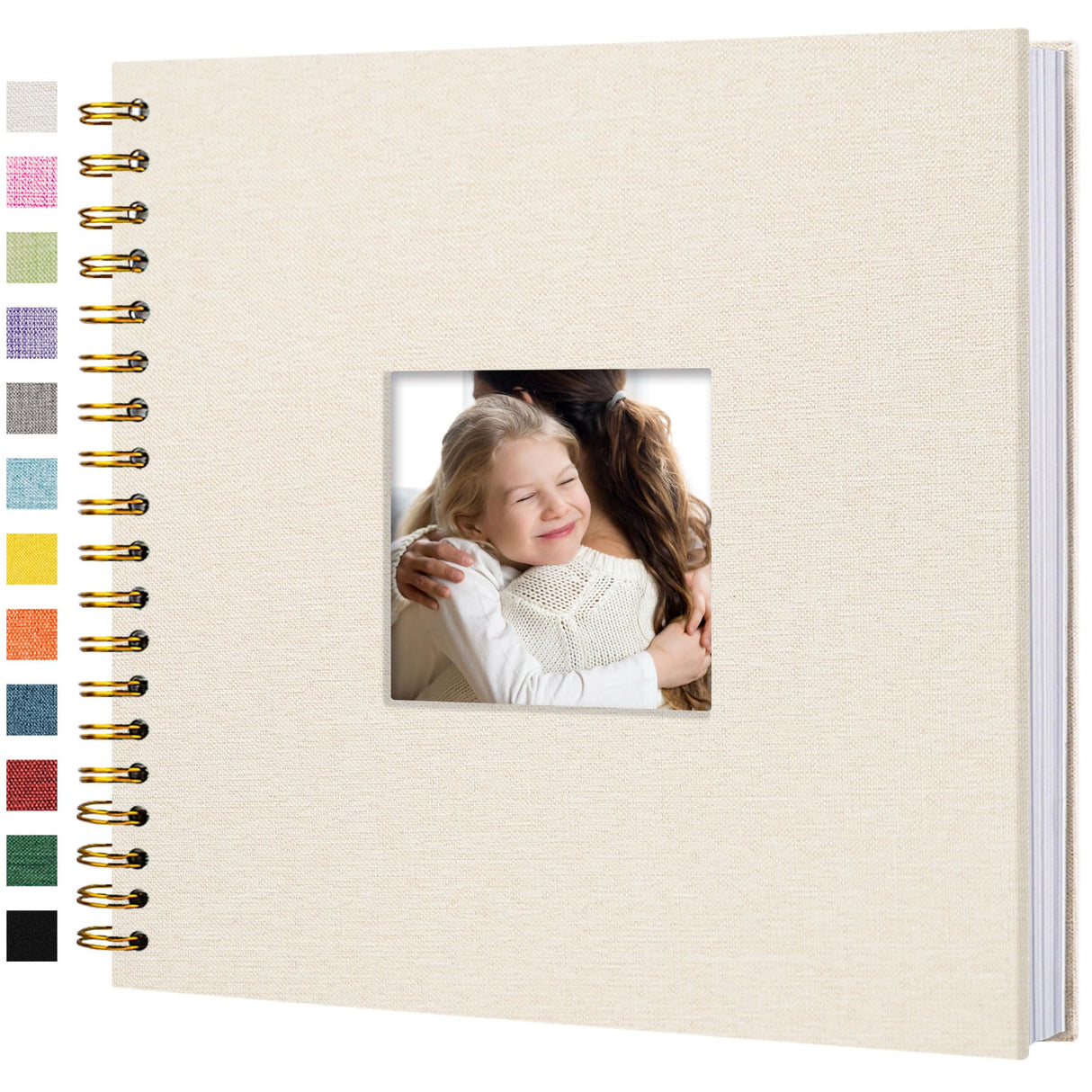 Hiwhy Scrapbook Photo Album Linen Cover, 10 x 10 Inch Hardcover Kraft White Pages Memory Book, for Travel Wedding Guest Book Christmas Baby Shower (40 Sheets/ 80 Pages,Beige)