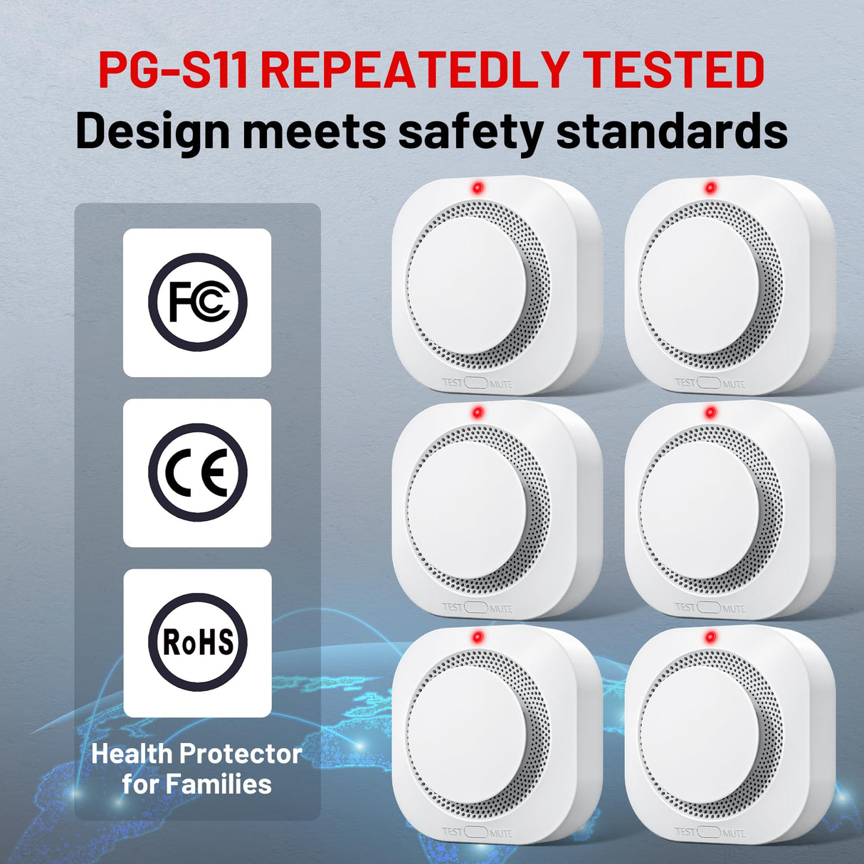 Hilmon Smoke Alarm Fire Detector,Battery Operated Photoelectric Smoke Detector with Test Button and Low Battery Warning, Fire Alarms Smoke Detectors for Home, 6 Pack