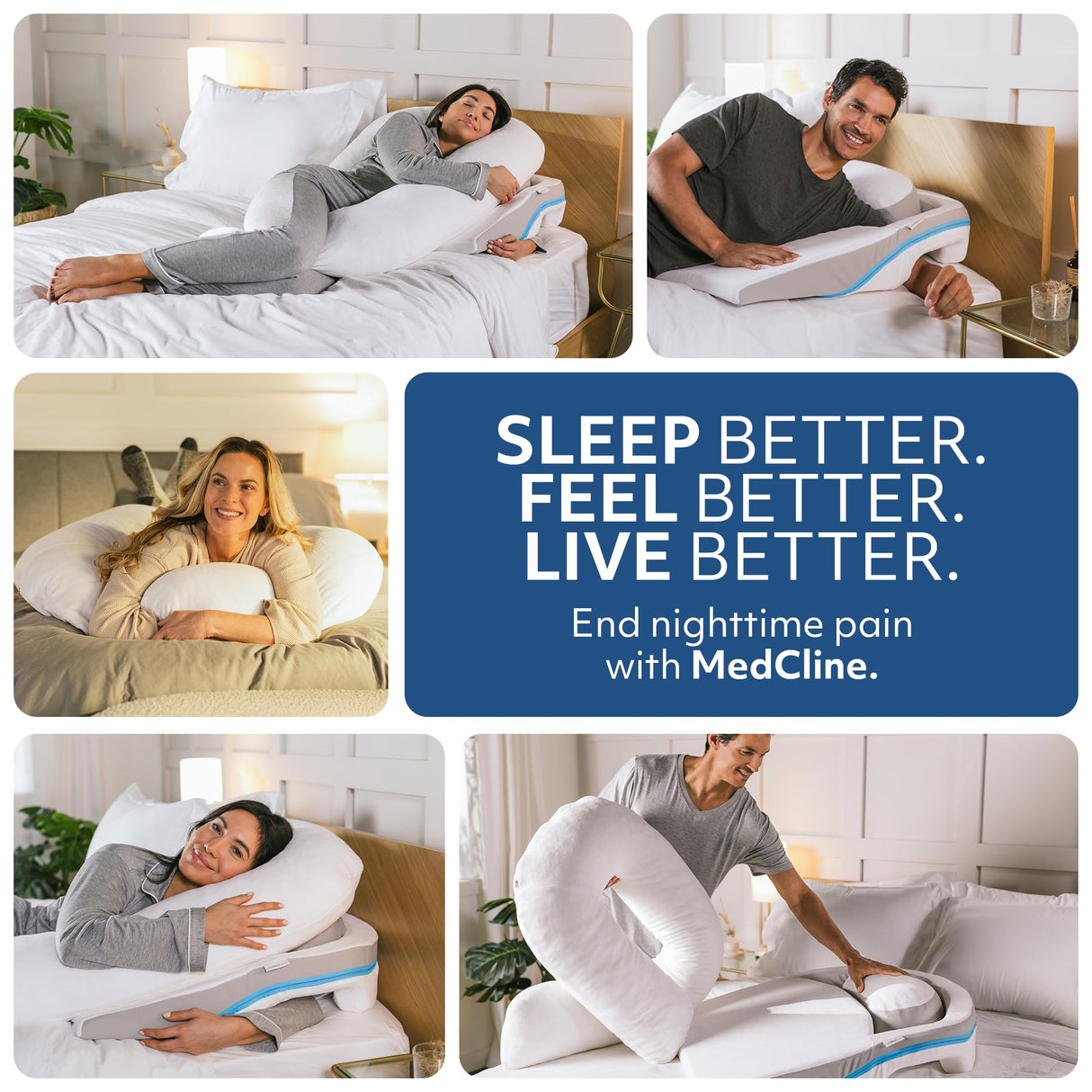 MedCline Shoulder Relief System, Bed Wedge Pillow for Shoulder Pain Relief, Therapeutic Body Pillow with Insert and Covers, Inclined Sleep Position with Arm Pocket, Small/Medium for 5'9" and Under
