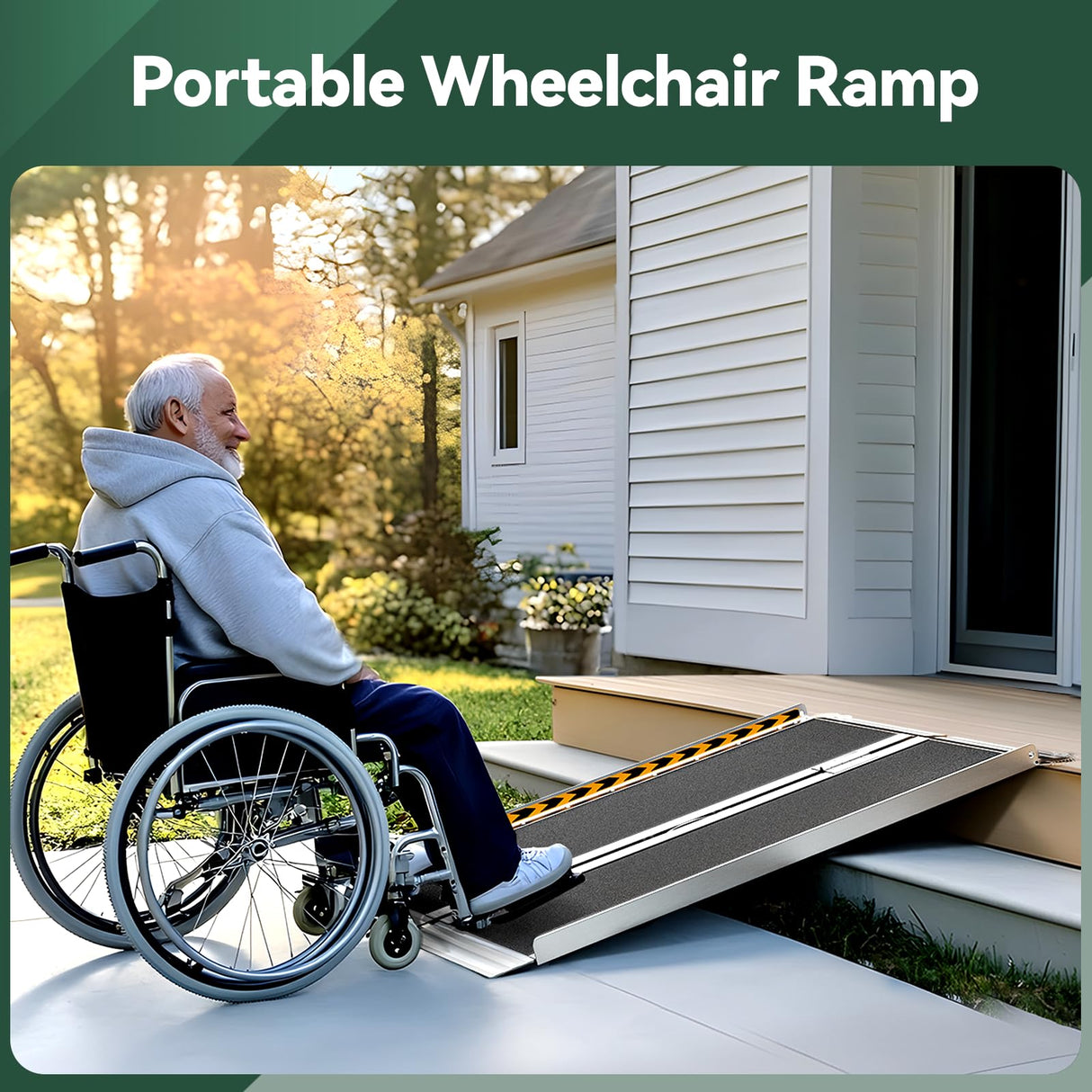 TaiH Leo Wheelchair Ramp 4 Feet, Portable Ramps for Wheelchairs for Home, 800LBS Capacity Folding Non-Slip Aluminum Handicap Ramp, Wheel Chair Ramp for Home Steps, Stairs, Doorways, Car, Curbs