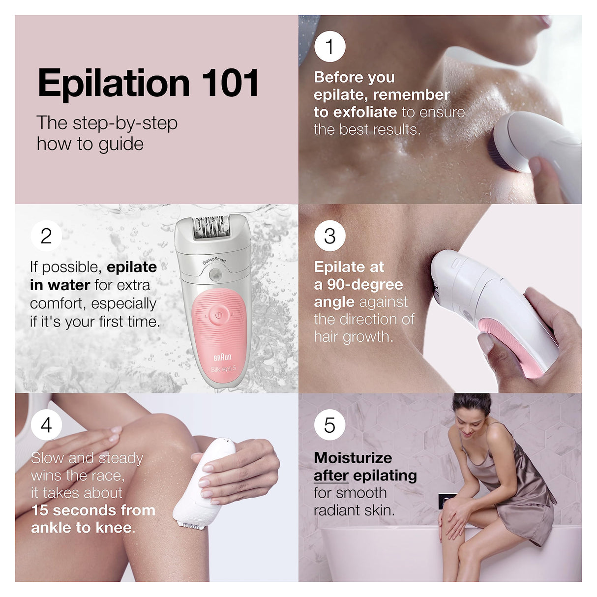 Braun Epilator Silk-épil 5 5-620, Hair Removal Device, Epilator for Women, Shaver & Trimmer, Cordless, Rechargeable, Wet & Dry, 6 Piece Set