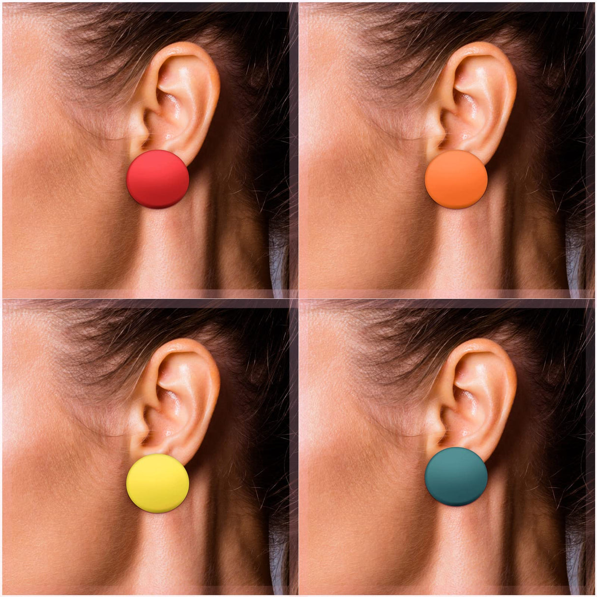 Epakh 20 Pairs Round Button Earrings Large Circle Acrylic Stud Earrings Disc Geometric Earrings Solid Color Retro Neon Button Earrings for Women