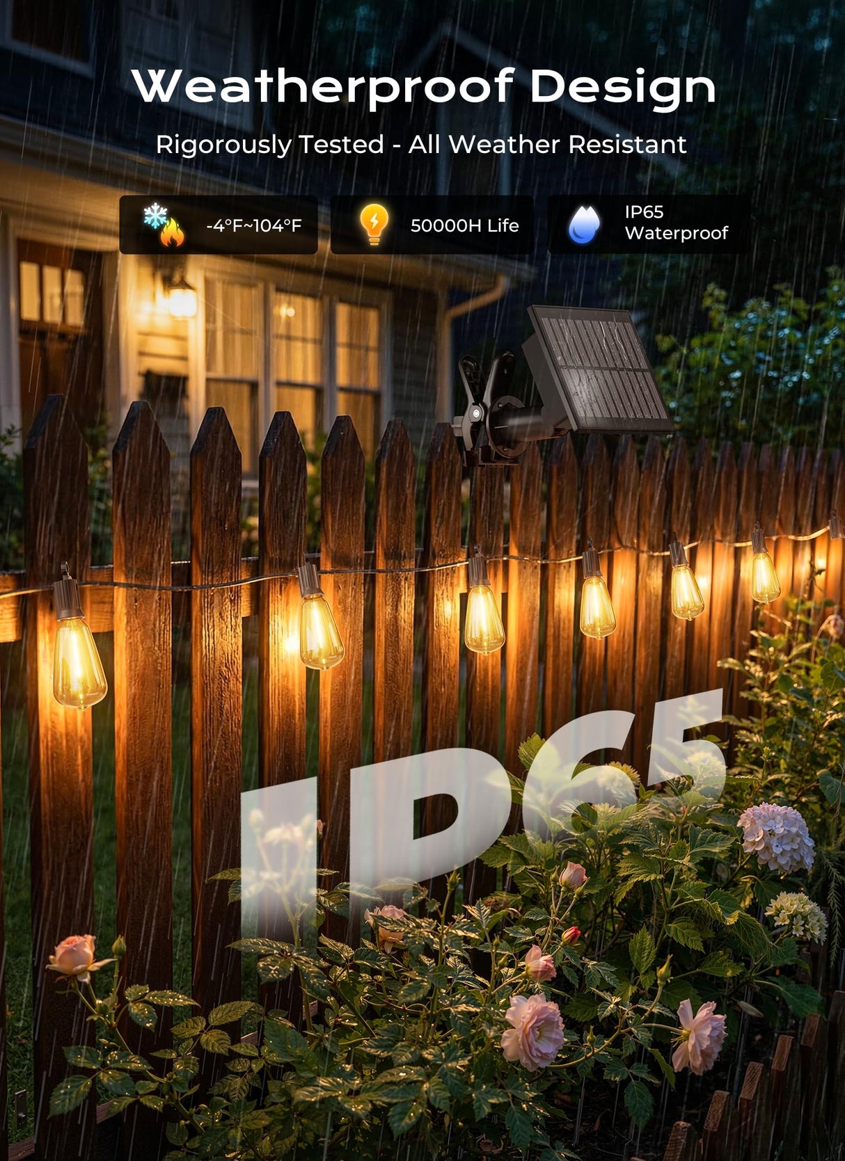 Brightown 52FT Solar String Lights Outdoor Waterproof, Patio Lights with Remote and 15+1 LED Shatterproof Bulbs, Dimmable & Timable, 3 Light Modes, Solar Lights Outdoor for Yard Garden Camping Party