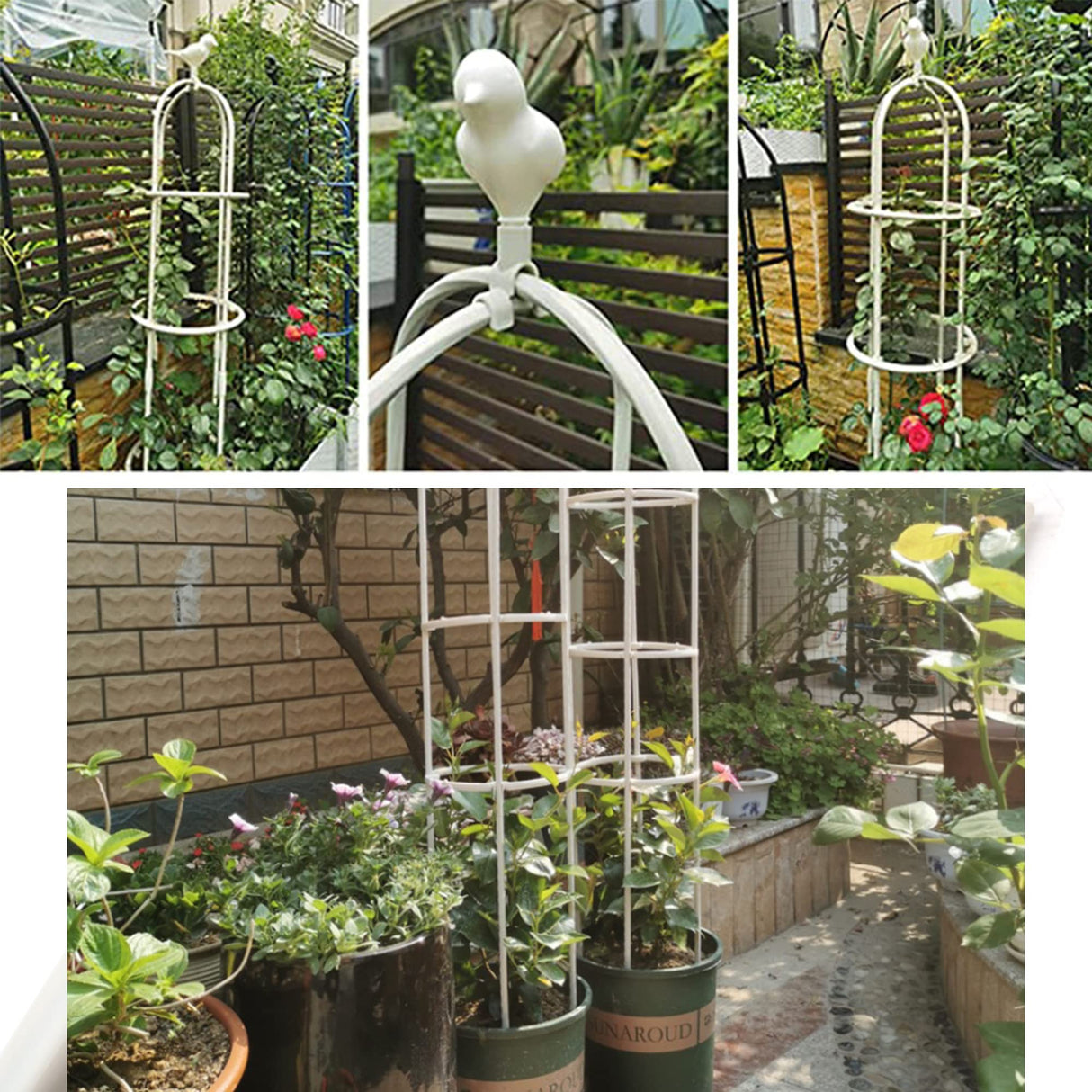Garden Trellis for Climbing Plants, Rustproof Metal Pipe with Heavy Duty 6ft, Garden Outdoor Indoor Potted Plant Support(White)