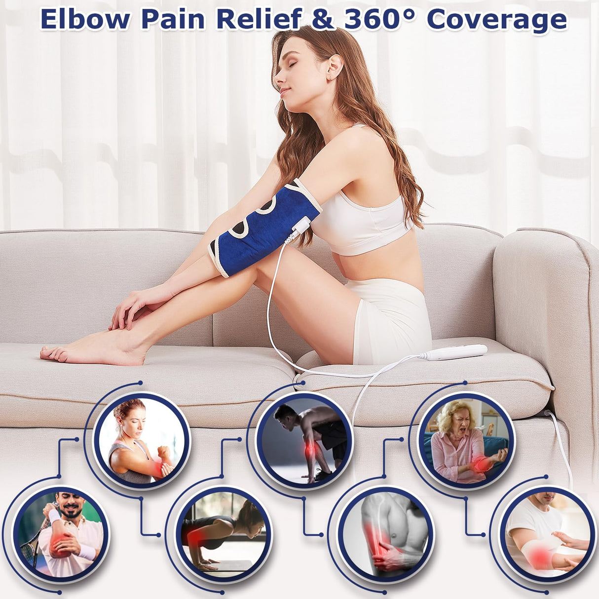 CAMECO 1 PACK Heated Elbow Brace for Tendonitis and Tennis Elbow, Arm Heating Pad Wrap for Arthritis Bursitis, Joint Pain Relief, Heating Pad for Forearm, 86℉ - 158℉, 10-90min Auto-Off