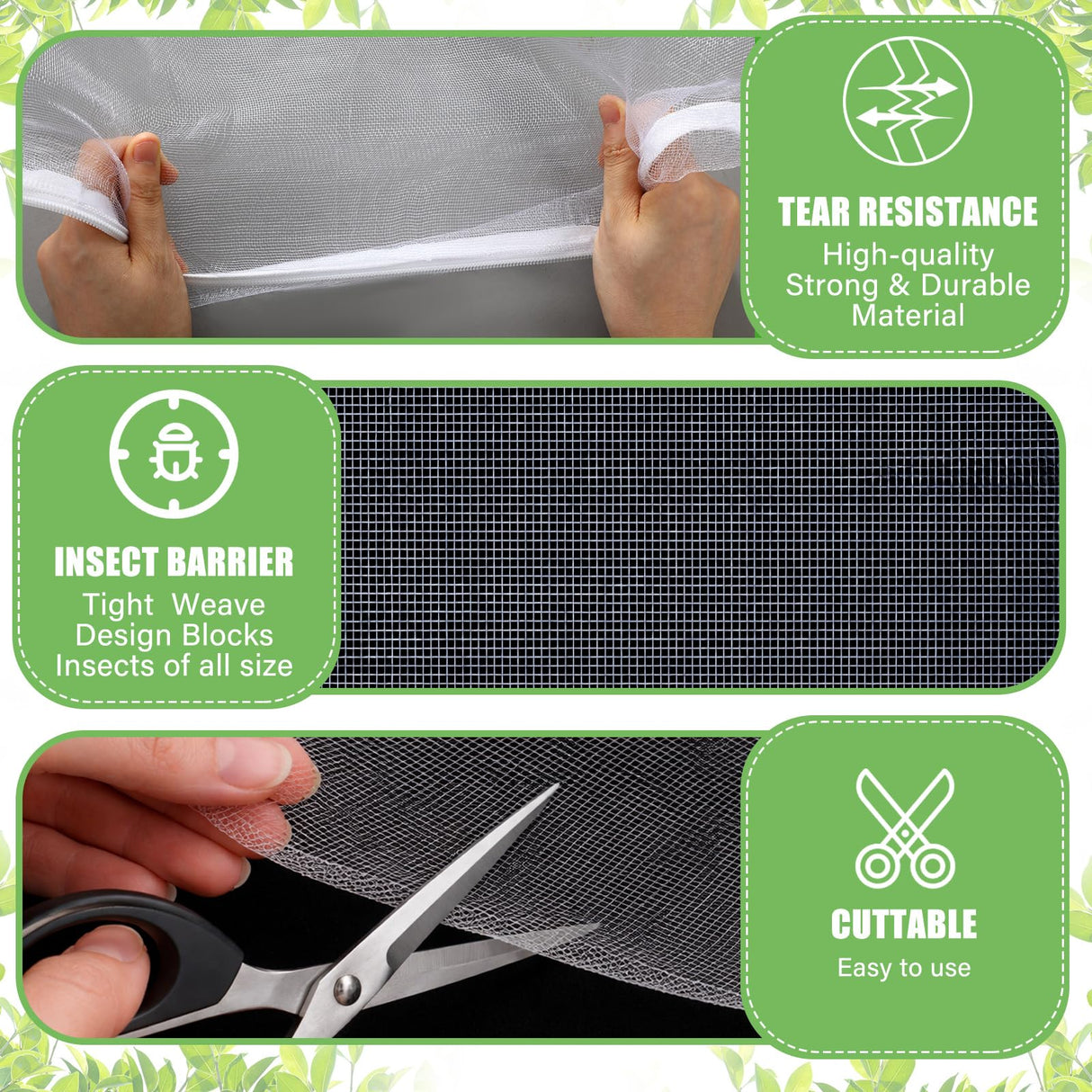 Yoojahow 1 Pcs Garden Insect Netting Mesh, White Ultra Fine, 12 X 33 Ft