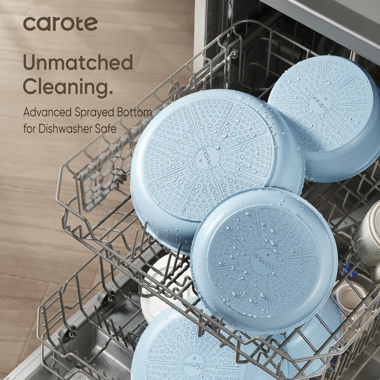 CAROTE Pots and Pans Set, Nonstick Cookware Set Detachable Handle, 15pcs Induction Kitchen Cookware Sets Non Stick with Removable Handle, RV Cookware Set, Oven Safe, Blue