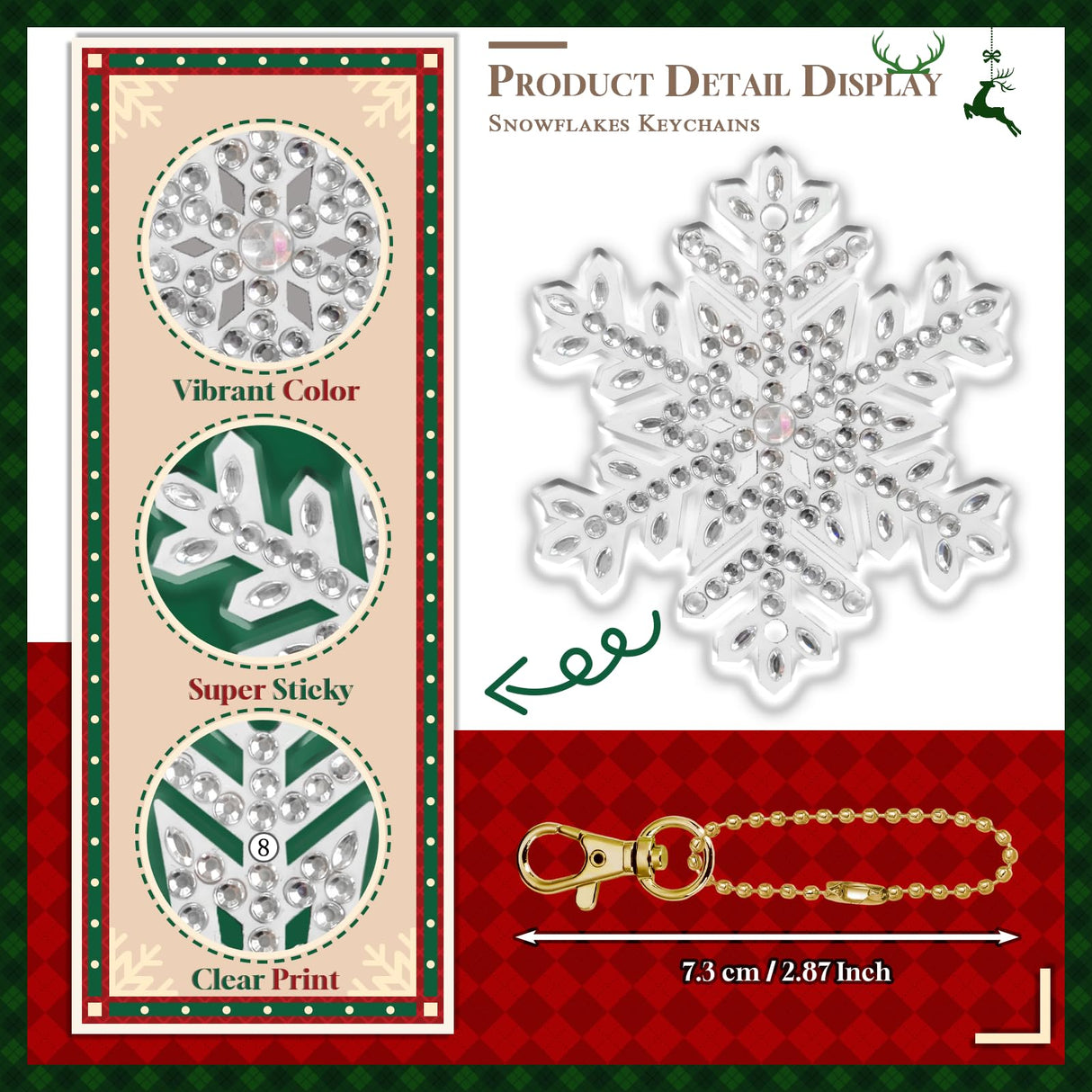 MATHARAGO 20 Pcs Snowflakes Diamond Art, 5D DIY Double-Sided Christmas Ornaments, Diamond Painting Keychains for Christmas and Daily Decoration(White-Christmas)