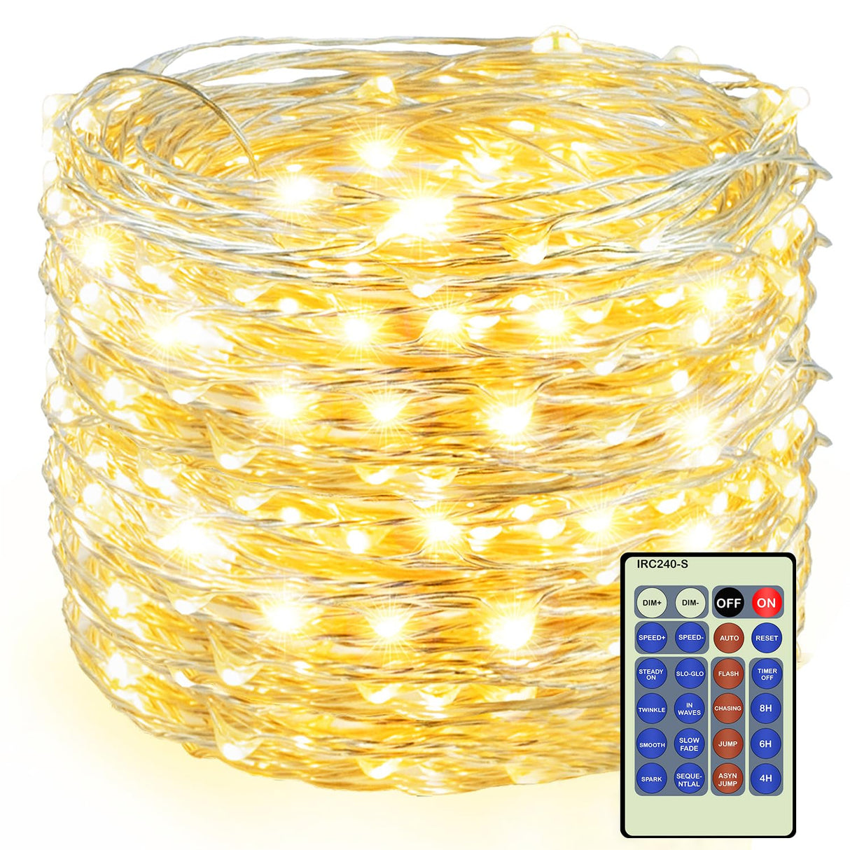 Decute 500LED 164ft Fairy String Lights Christmas Lights Indoor Outdoor Silver Wire with Remote, Firefly Lights Starry for DIY Christmas Tree Costume Wedding Party Table Centerpiece Decor(Warm White)