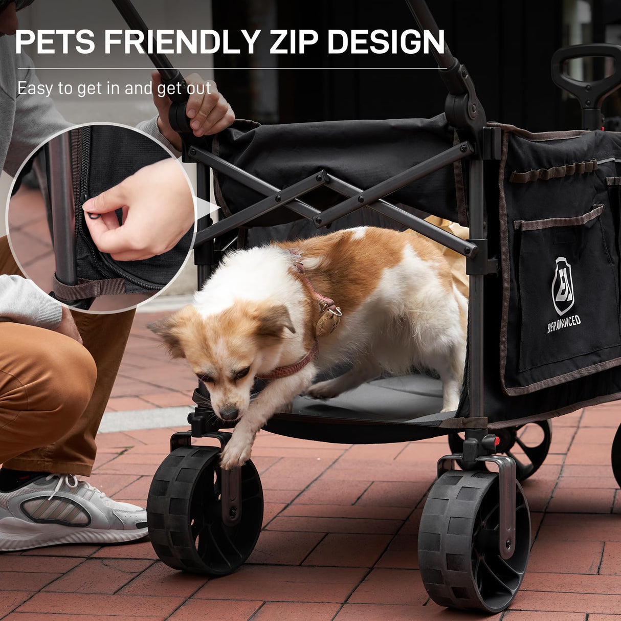 EVER ADVANCED Folding Push Wagon with Brakes, Portable Shopping Cart