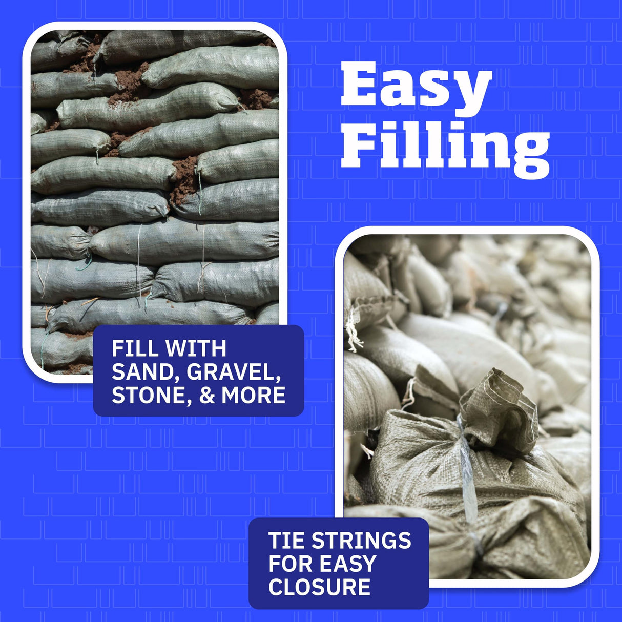 DURASACK Heavy Duty Sand Bags with Tie Strings Empty Woven Polypropylene Sand-Bags for Flood Control with 1600 Hours of UV Protection, 50 lbs Capacity, 14x26 inches, Green, Pack of 100