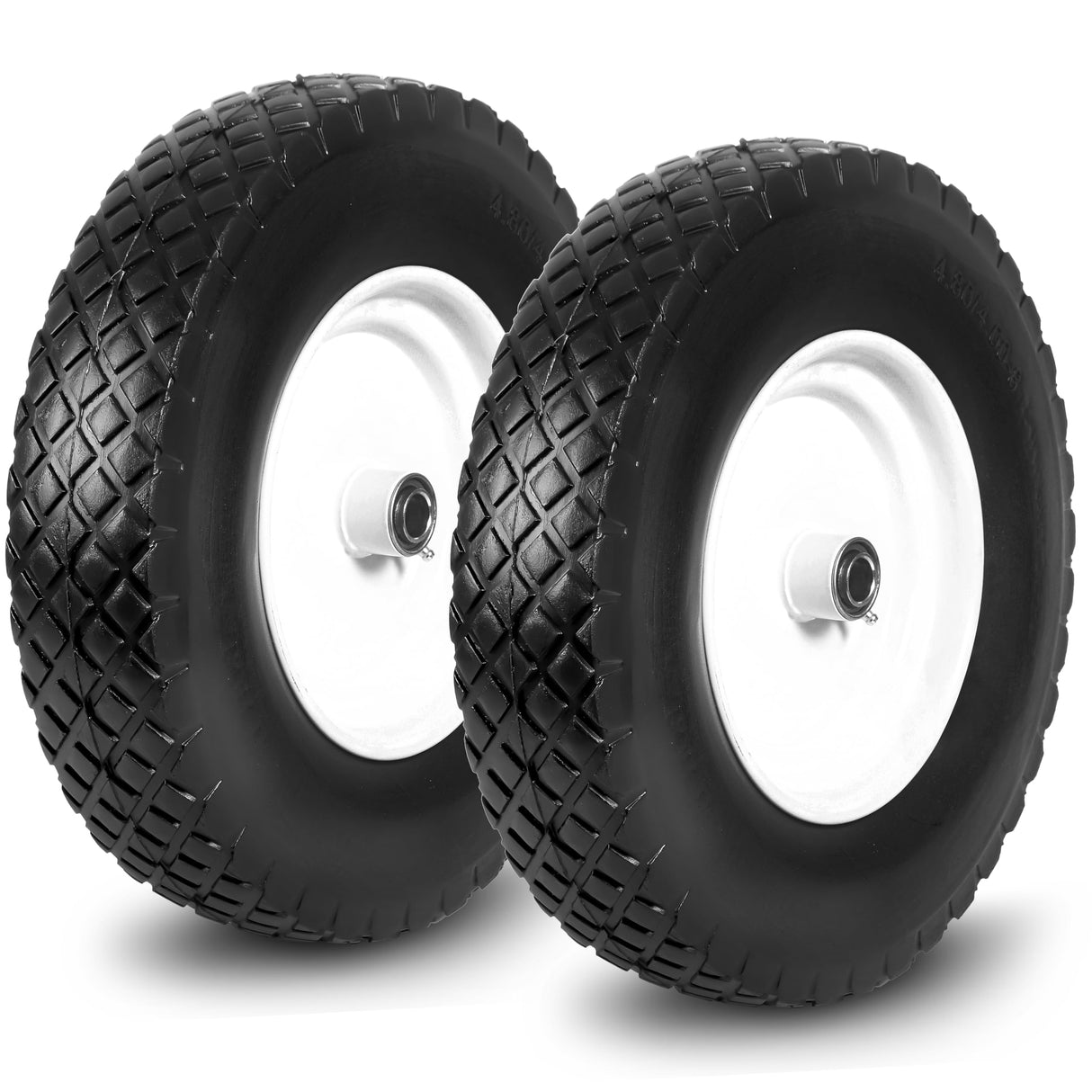 Taifa 2 PCS 16 Inch Rubber Solid Flat Free Tires and Wheels 4.80/4.00-8 with 3/4'' Axle Bore Hole, Air Less Wheel for Wheelbarrow/Wagon/Hand Truck/Trolley/Garden Cart etc.