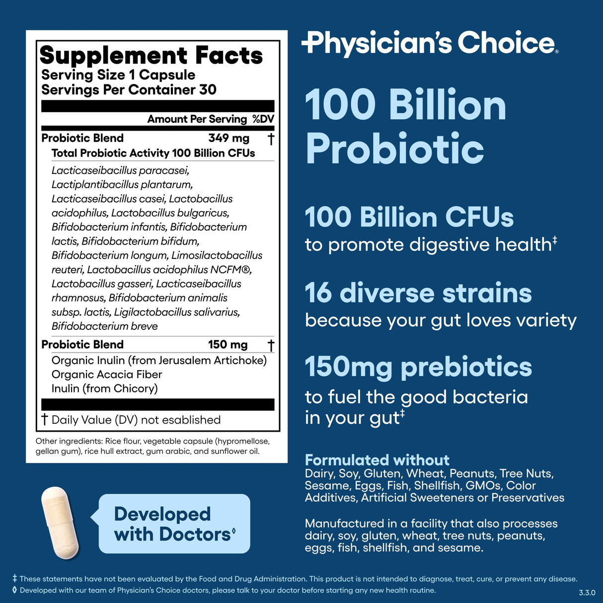Physician's CHOICE 100 Billion + Digestive Enzyme 60ct Bundle - Advanced Gut Health Support