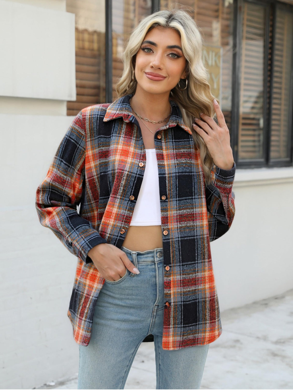 Zeagoo Plaid Shirts for Women Button Down 2025 Dressy Sandy Brown Flannel Christmas Shirts CollaSandy Brown Cotton Blouse Tops