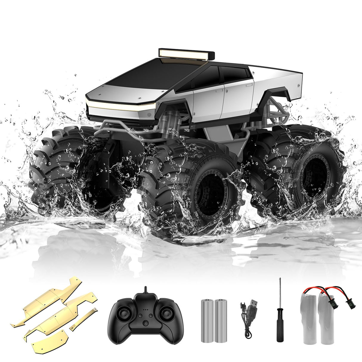 Amphibious Remote Control Car, 1:18 Monster Truck Toys for Boys RC Cars, 2.4 GHz Waterproof RC Trucks, 4WD All Terrain Off-Road Pickup, Kids Christmas Birthday Gifts Present Boys Girls Toys Ages 6+