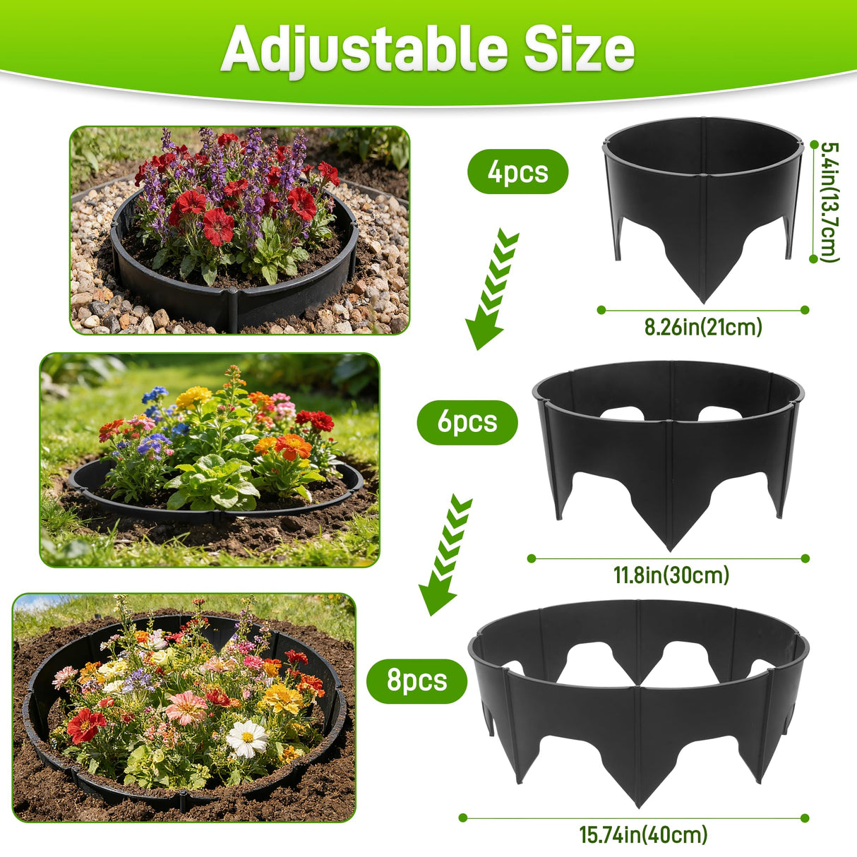 Anothera 48 Pieces Black Planting Grow Rings Diameter Range 8.2-15.7 Inches
