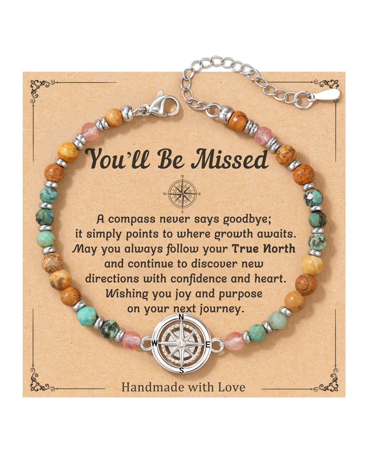 Moving Going Away Farewell Goodbye Gift for Coworker Women Friend Bracelet