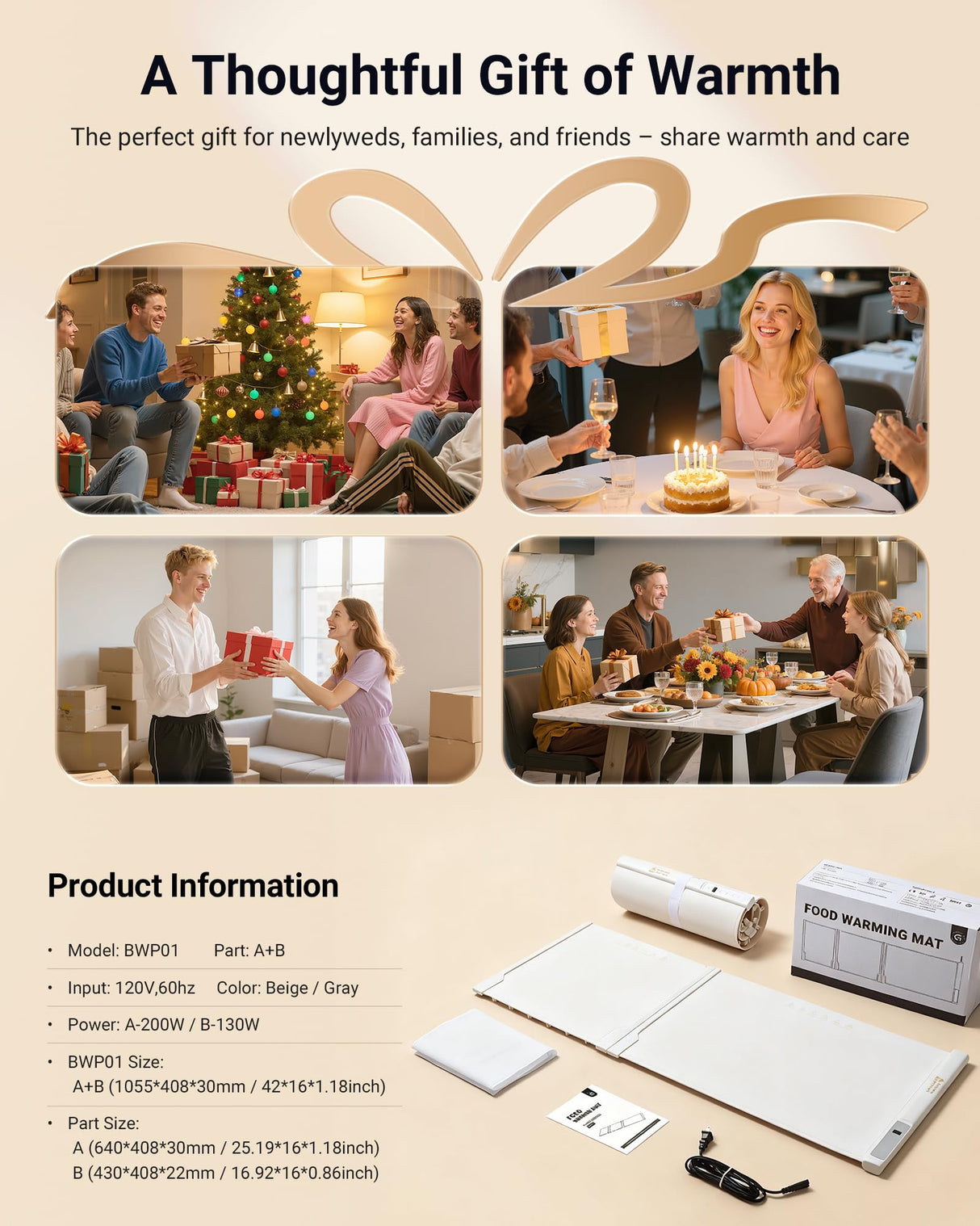 42"x16" Warming Mat for Food Extra Large, Extendable Food Warming Mat, Electric Warming Tray for Buffets Party with 7 Adjustable Temperature, 6 Timer, Silicone Food Warmer for Parties Home Countertop