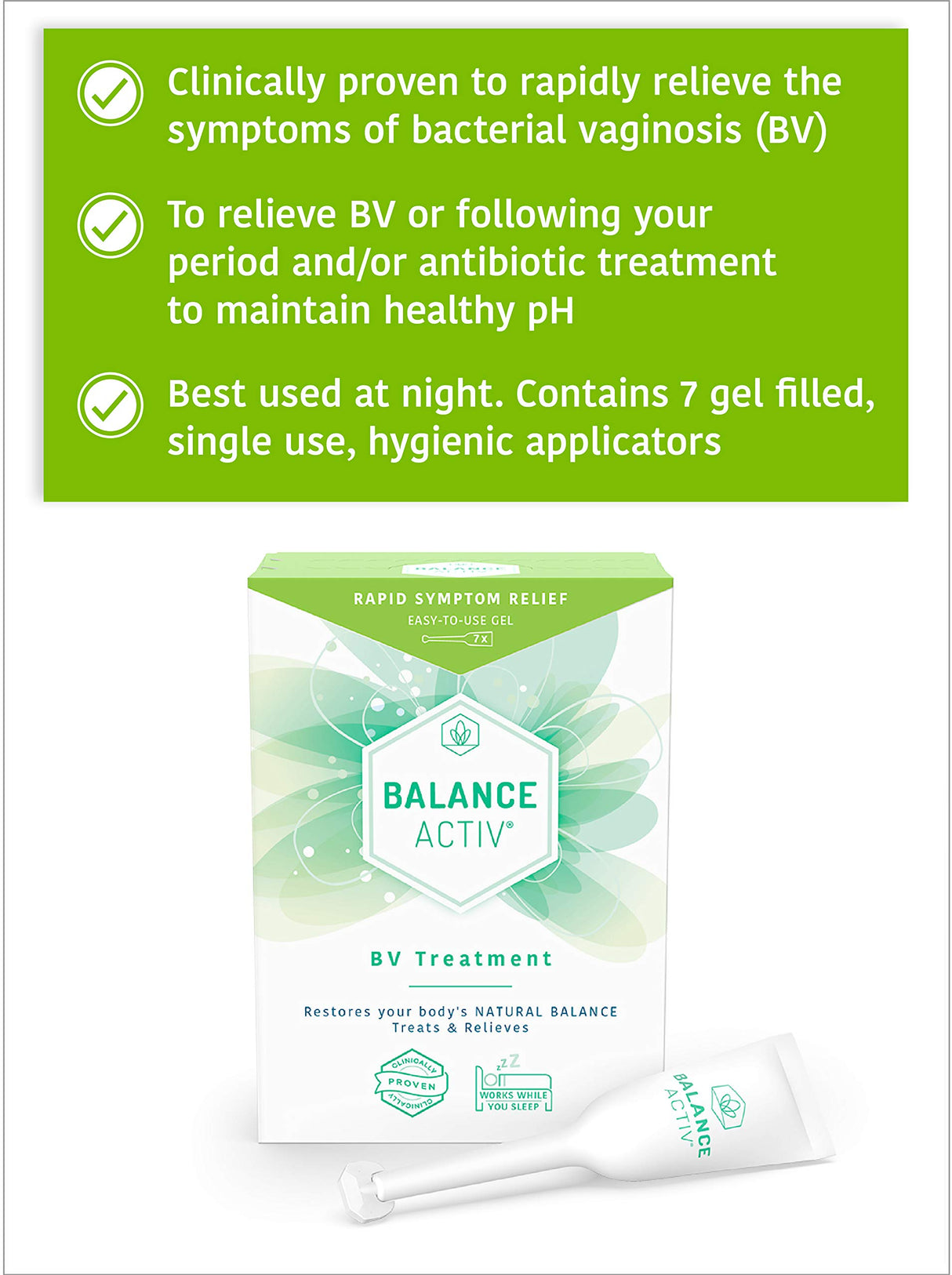 Bacterial Vaginosis Treatment - BV Balance Activ Gel - 7 Tube Box