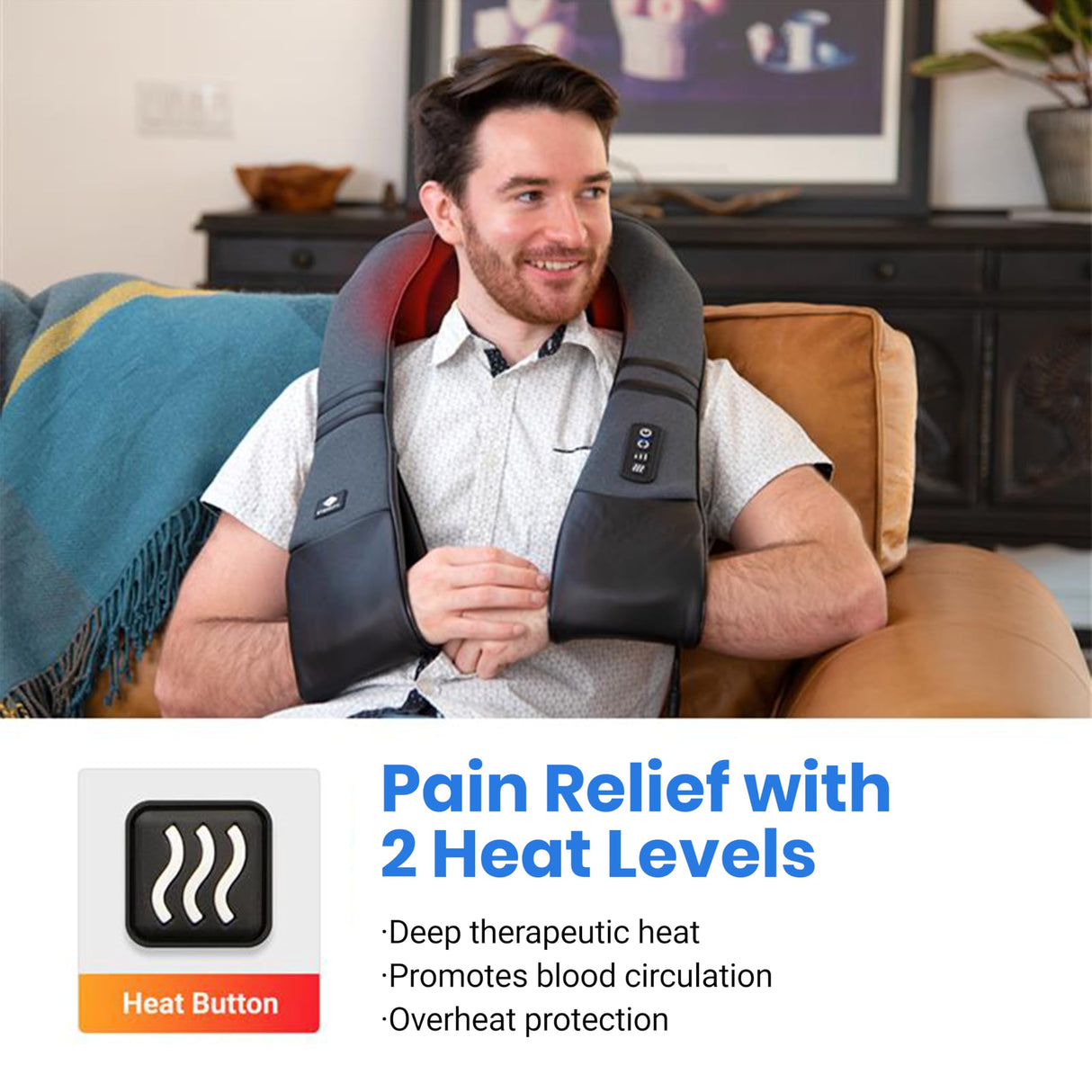 Etekcity FSA HSA Eligible Cordless Neck Massager with Heat for Pain Relief Deep Tissue, FSA Wearables, Rechargeable Shiatsu Back Shoulder Massage Tool, Best Gift for Mother, Father, Women, Men