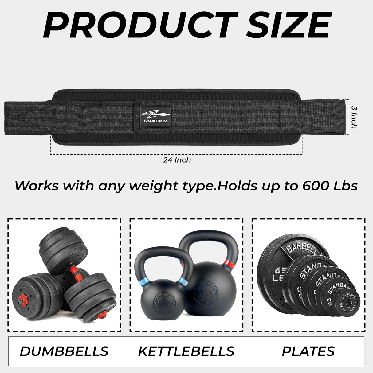 Zokani Fitness Hip Thrust Belt - Heavy duty, Comfortable, Adjustable Glute Trainer with Anti-Slip Pads. Ideal for Home Workouts with Dumbbells, Kettlebells, Plates. Extra Padding for Gym and Home Fitness hold up to 600 lbs - Black