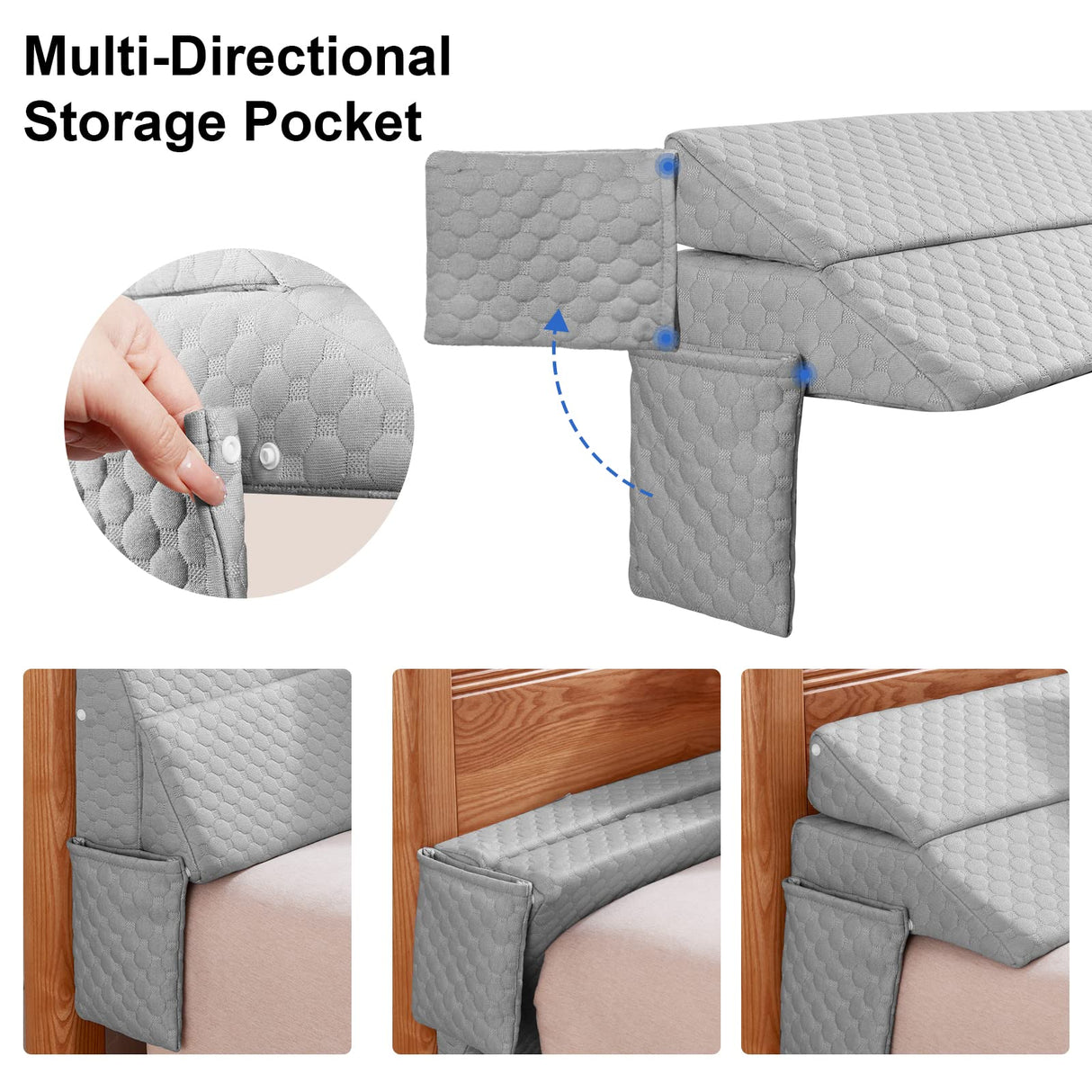 EUHAMS King Size Bed Wedge Pillow - Bed Gap Filler Mattress Wedge Headboard Pillow Close The Gap 0-7" Between Your Headboard and Mattress or Wall for Sleeping Backrest Pillow (76"x10"x6" Gray)