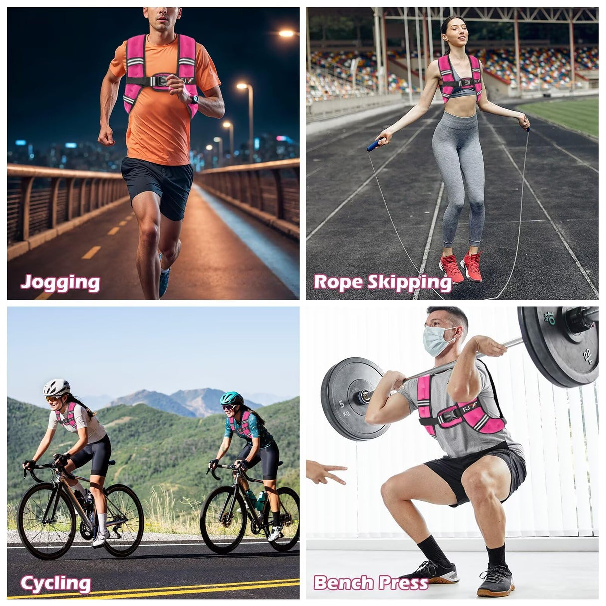 FUFF Weighted Vest 10lb Weights with Reflective Stripe, Weighted Vest for Men Women Strength Training Running Walking Jogging