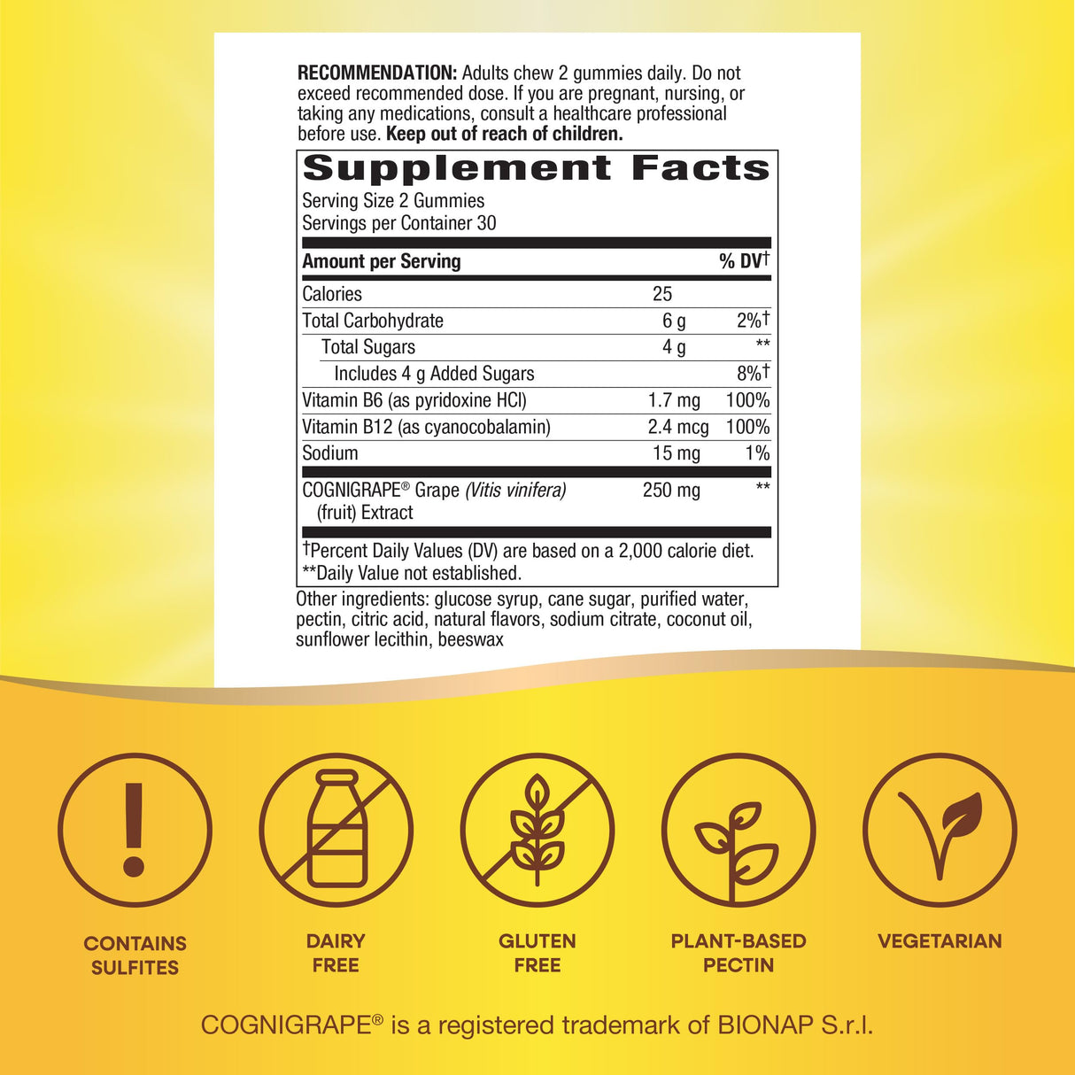 Nature's Way Brain Fuel, Supports Memory and Concentration*, Clinically Studied Cognigrape®, 60 Gummies, Grape Flavored