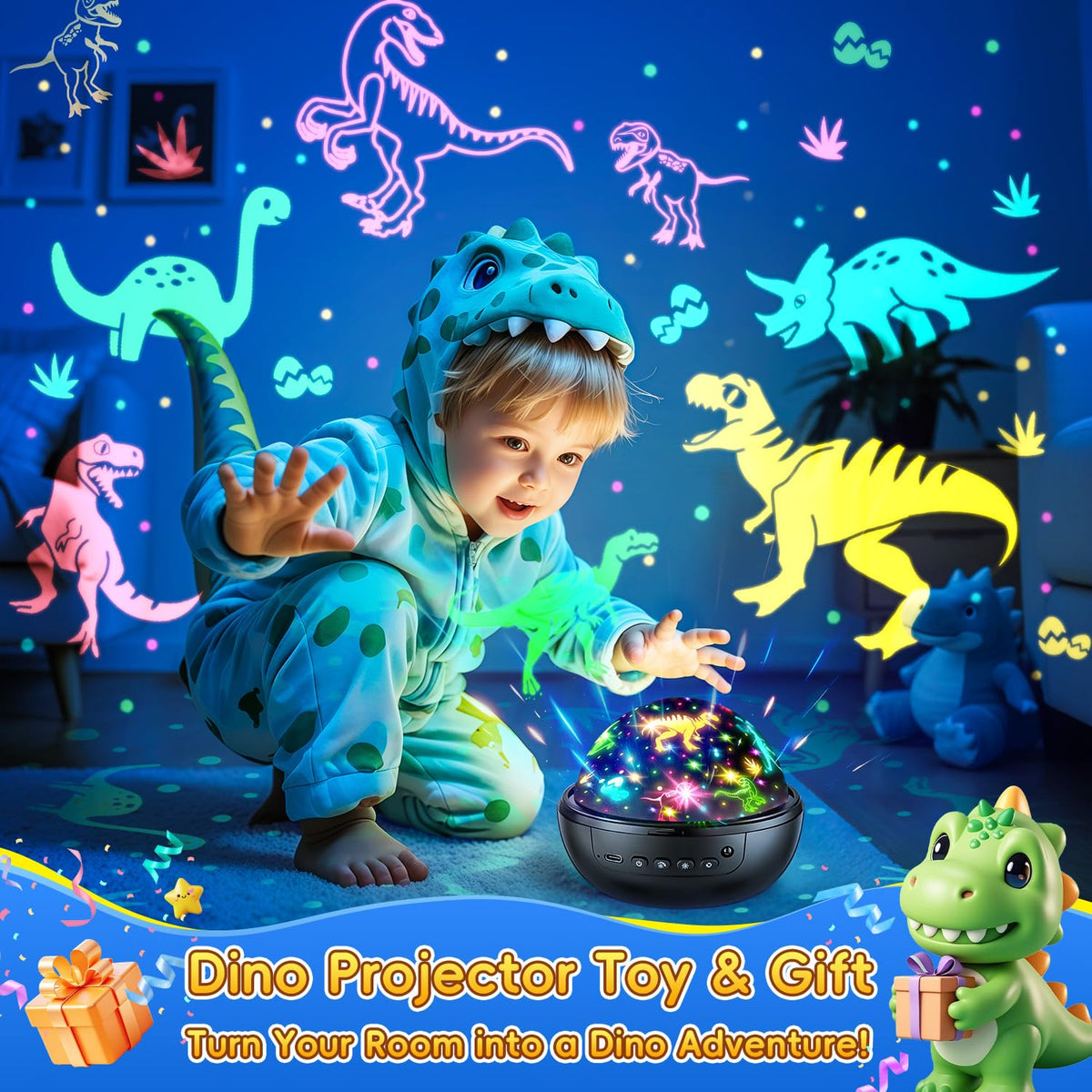 Staryou Dinosaur Toys, Remote+ 3Films+ 93Effects Dinosaur Toys for Kids 3-5