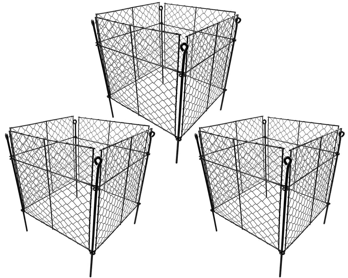 3 Pack Plant Protectors from Animals, 12Pcs 1" Mesh DIY Plant Cages 13.8"x13.8"x12", Metal Garden Animal Barrier with Stakes, Keep Rabbits & Chipmunks Out for Vegetables, Shrubs & New Plants