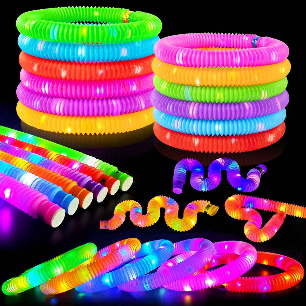 Halloween Light Up Party Favors for Kids 24PCS,Glow Stick Bracelet Necklace