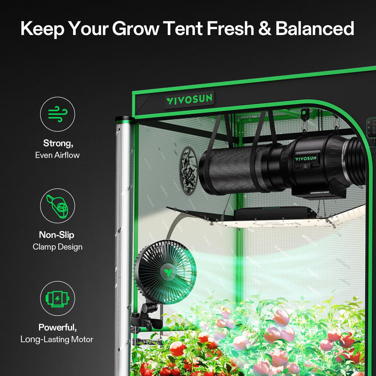 VIVOSUN AeroWave A6 Grow Tent Clip Fan, 6" Auto Oscillating Fan, Secure Non-Slip Clamp, Strong Air Circulating, and Low Noise, for Hydroponic Ventilation, 1-Pack