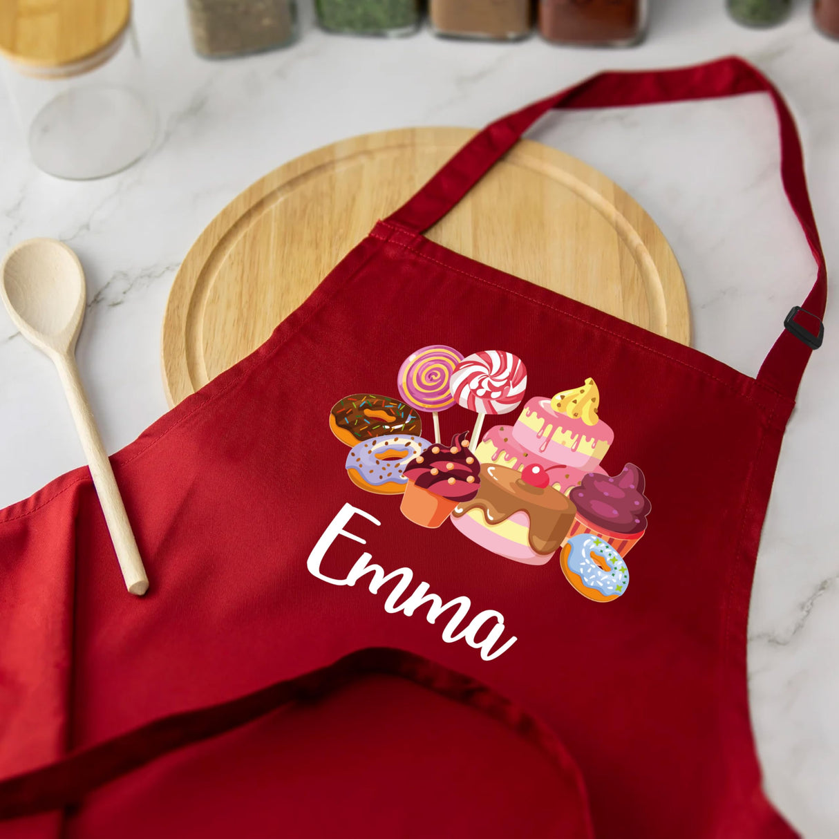 7th Hill Personalized Kids Apron for Cooking, Custom Kid Apron with Chef Hat, Toddler Cooking Apron for Girls and Boys, Baking & Painting Apron, Christmas Gift For Children