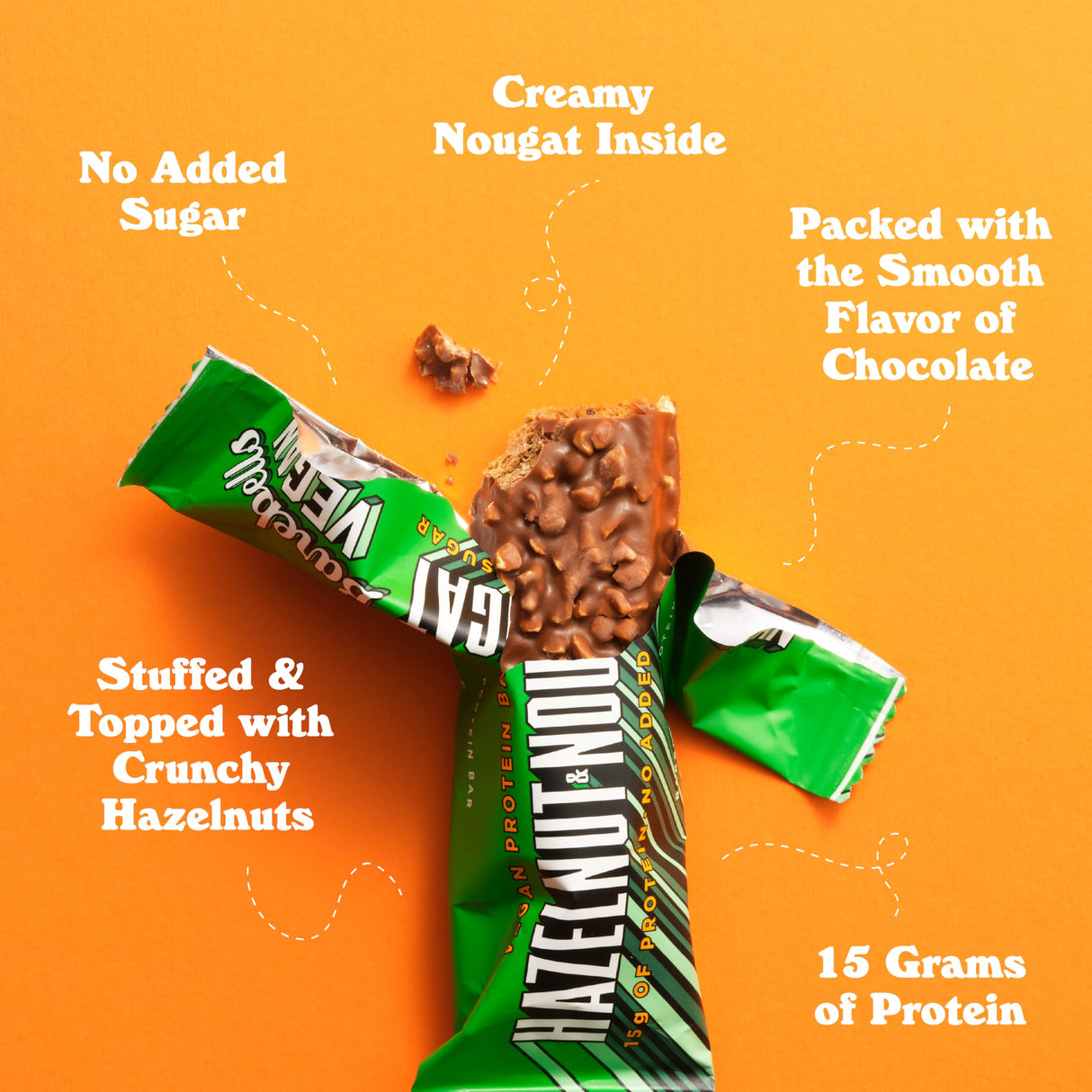 Barebells Vegan Protein Bars Hazelnut & Nougat - 12 Count, 1.9oz Bars - Features Plant Based Protein Bar with 15g of Protein - Chocolate Protein Snacks with Only 1g of Total Sugars - Ideal for