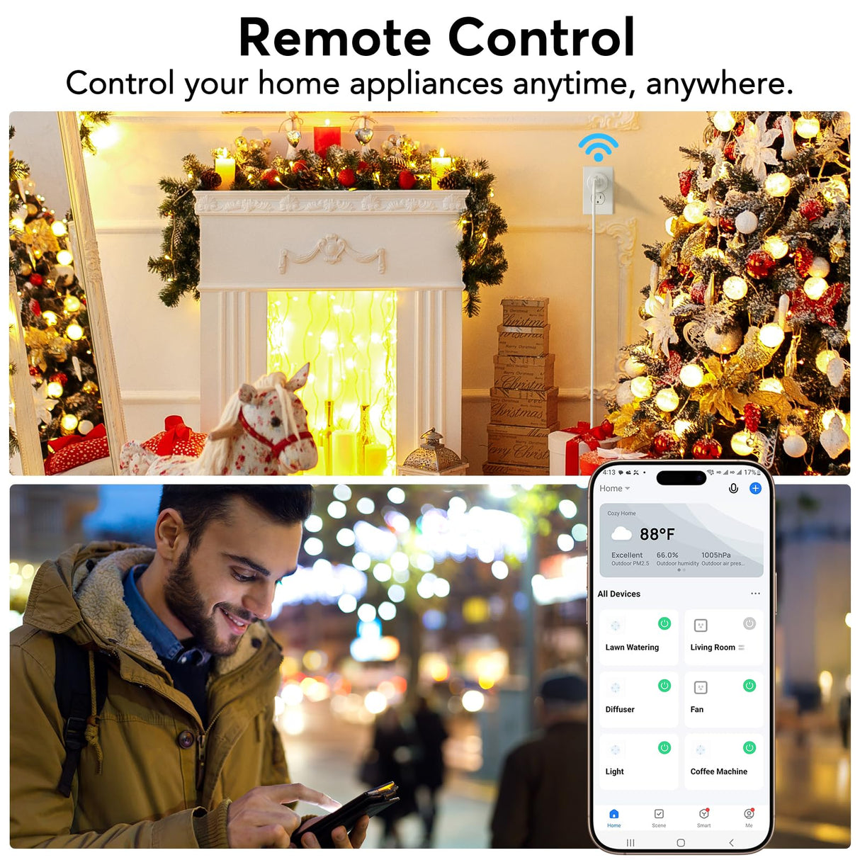 EIGHTREE Smart Plug, WiFi Outlet Works with Alexa & Google Home, Smart Home Socket with Remote Control & Timer Function, 2.4GHz WiFi Only, 4 Packs