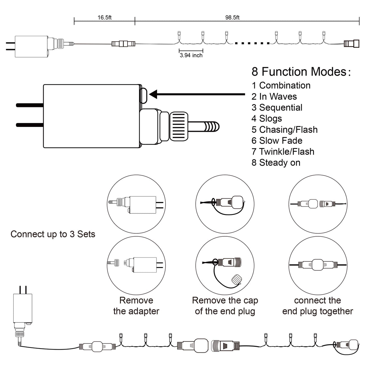 300 LED Halloween Lights, 98.5FT Halloween String Lights with 8 Lighting Modes, Waterproof & Connectable Mini Light, Plug in for Indoor Outdoor Holiday Christmas Party Bedroom Decorations (Orange)