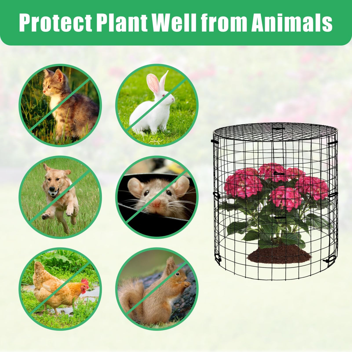 wdbg 6 Pack Plant Protectors from Animals with Cover, 18PCS 12.6"x11.8"