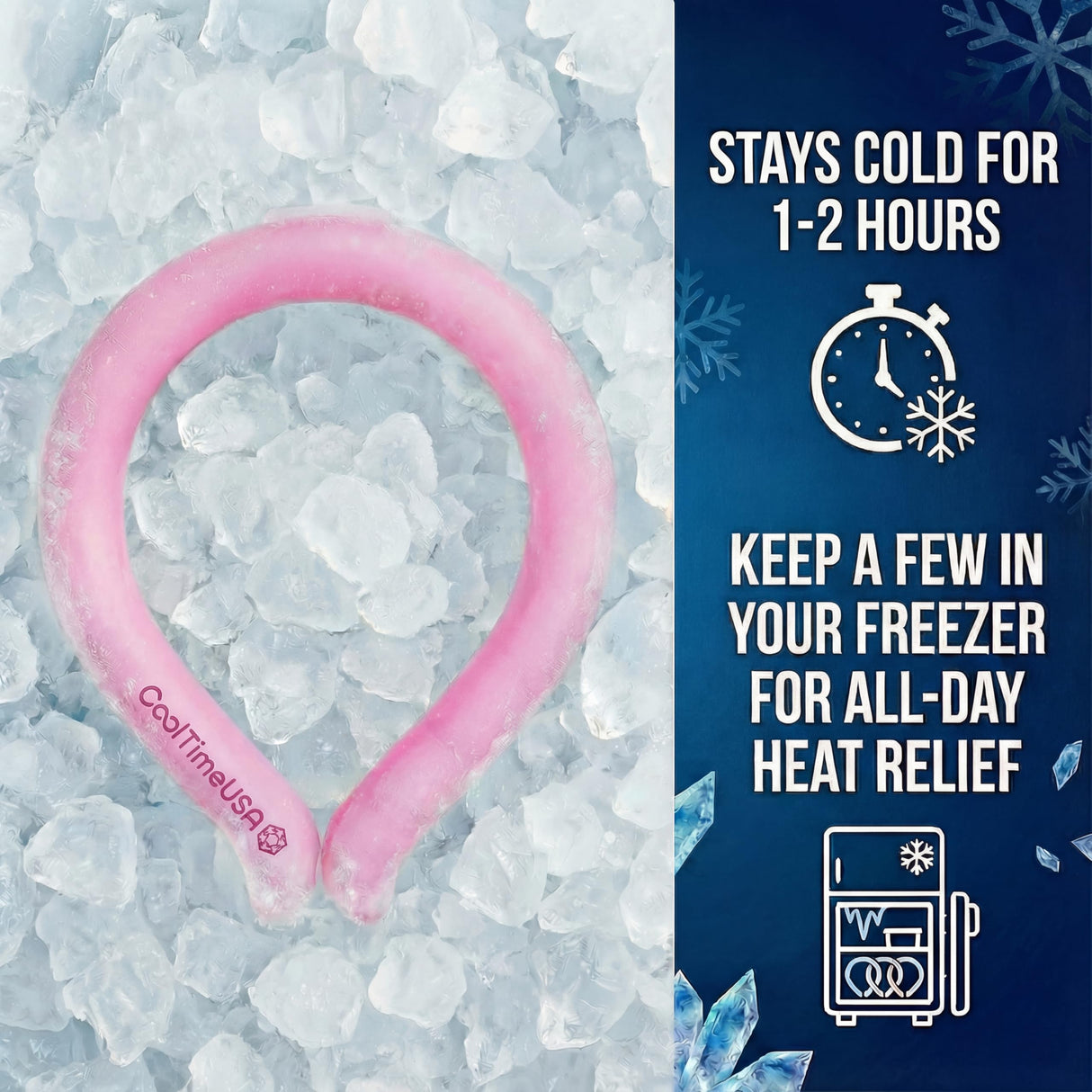 CoolTimeUSA Neck Cooling Tube | Wearable Cooling Wrap for Summer Heat | Hands Free Cold Pack - (Pink) (Set of 3)