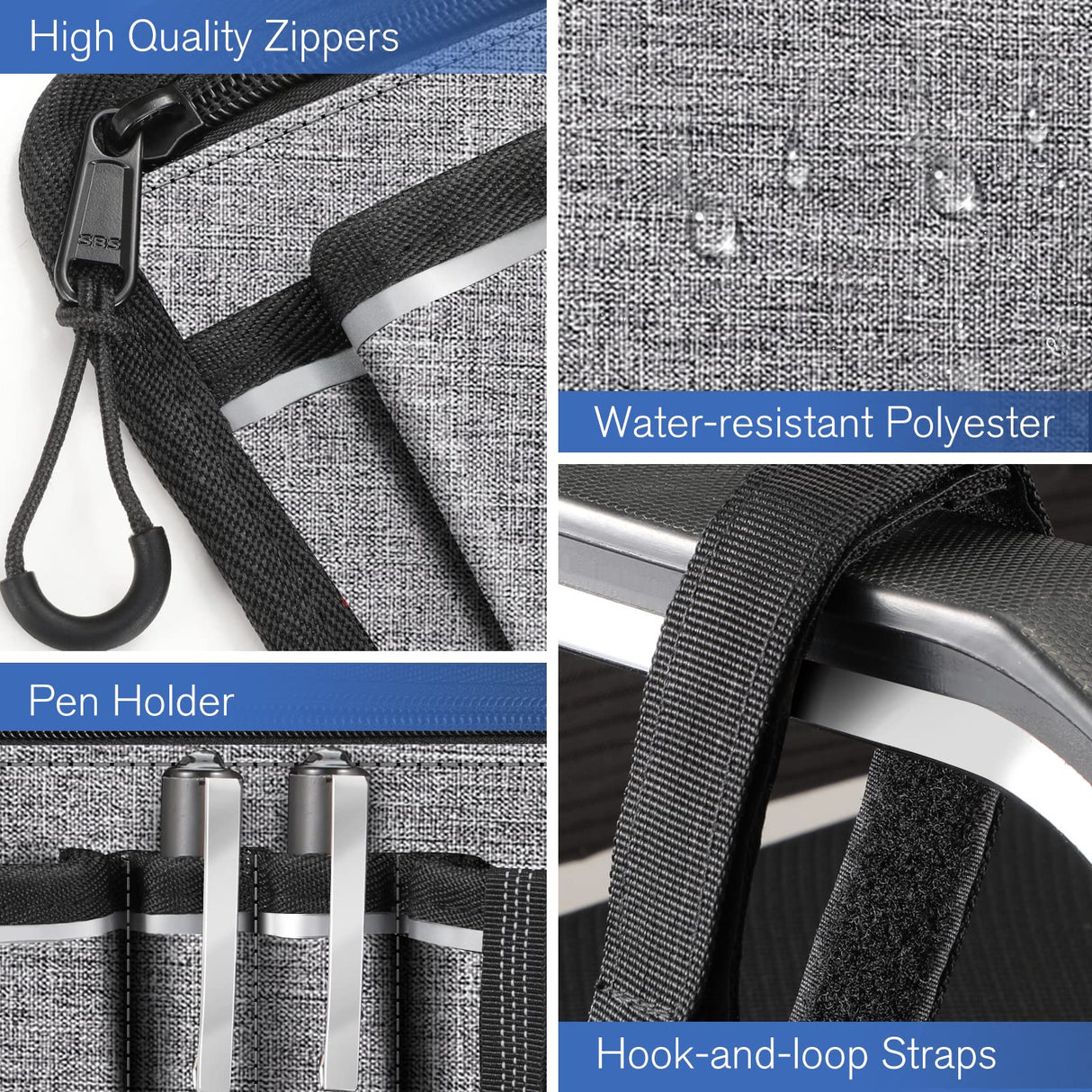 FINPAC Wheelchair Side Storage Bag w/Cup Holder, Wheelchair Armrest Accessories Pouch with Pen Slot and Reflective Strips for Power Walkers, Rollators, Seniors - Gray