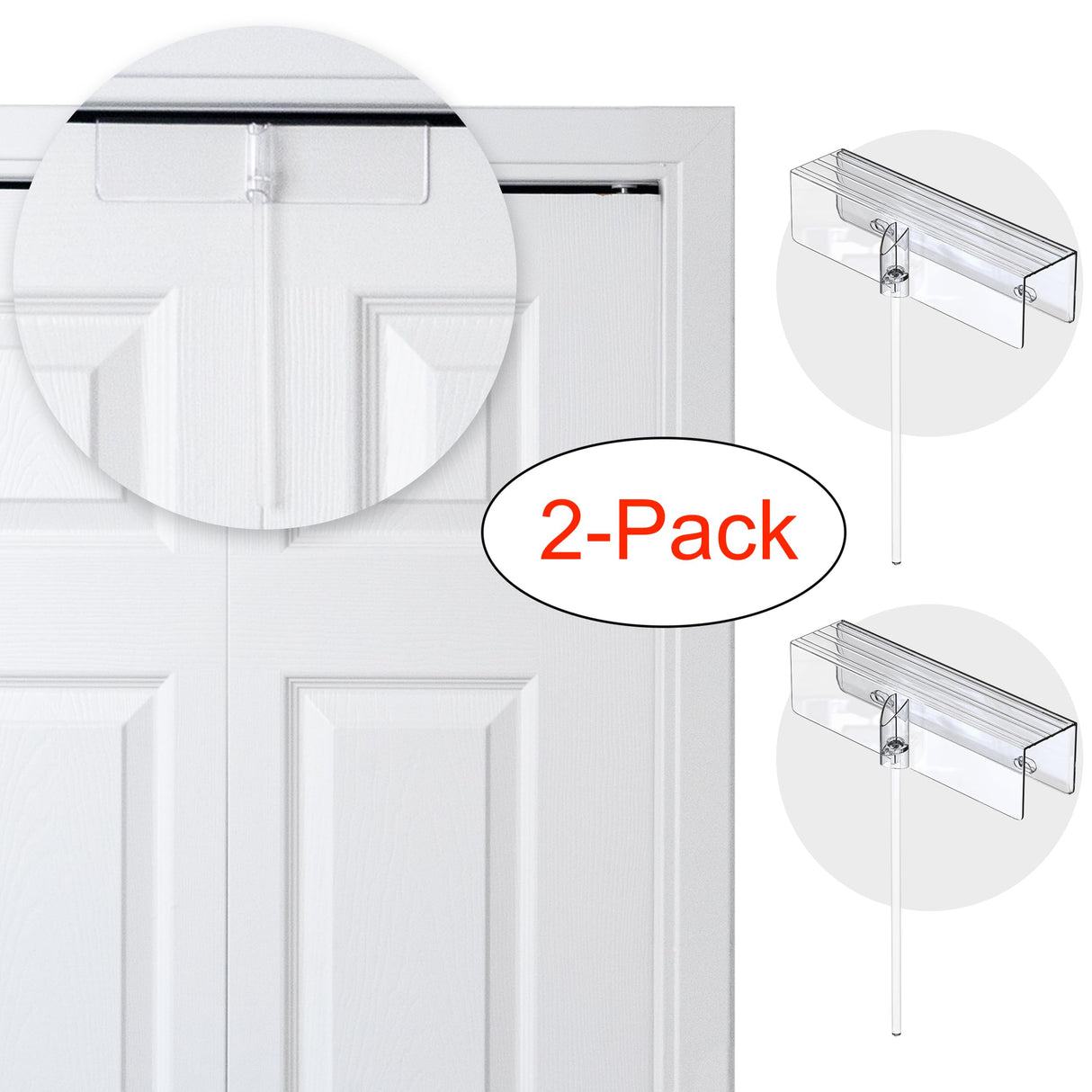 (2- Pack) - Safety Innovations Bi-fold Door Lock - Closet Protection Child and Pet Proof Bi-fold Door Lock - Tool-Free Installation - Unbreakable Clear Polycarbonate - for 1 3/8" Thick Wood Doors