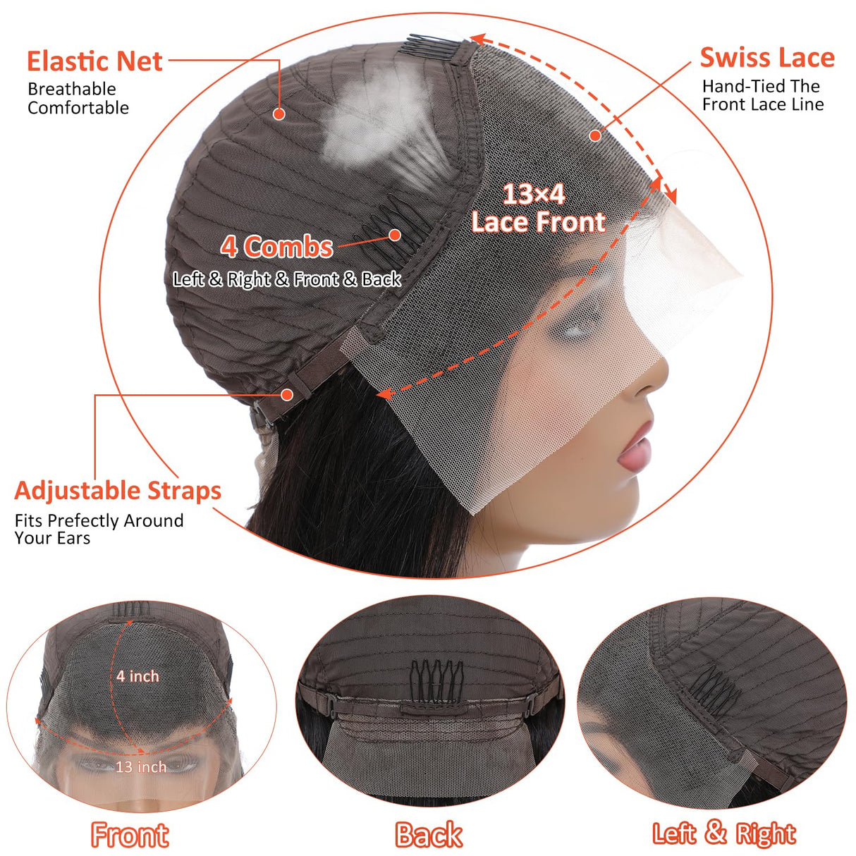 AAKJJ Deep Wave Lace Front Wigs Human Hair 13x4, Raw Human Hair, All-Day Comfort Glueless Pre-Plucked Hairline with Baby Hair, for Women, 200 Density, Natural Color 22 Inch
