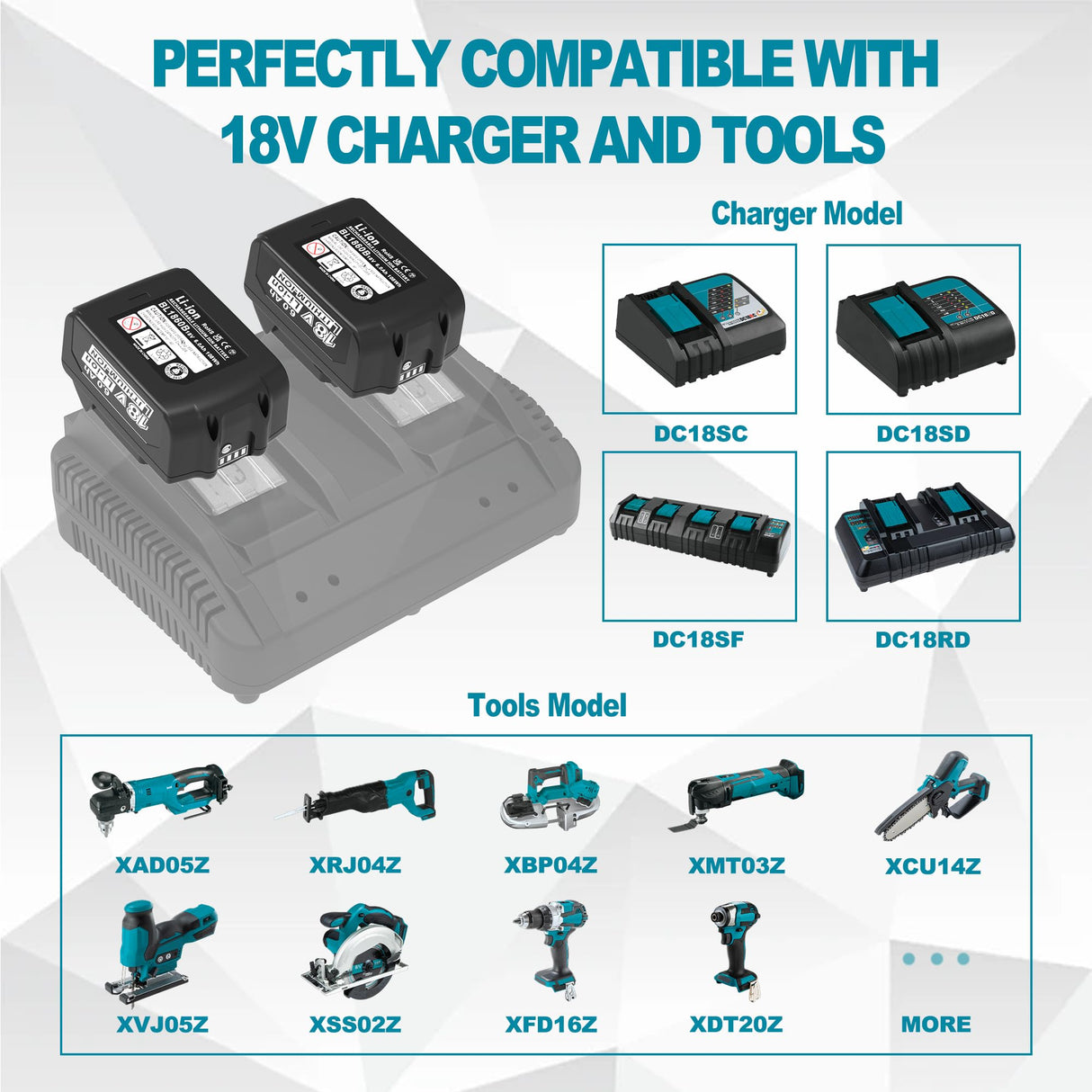 CHAUNVEN 6.0Ah Battery Replacement for Makita 18V Battery Compatible with 18 Volt BL1860B BL1850B BL1840B BL1830B BL1815B Batteries