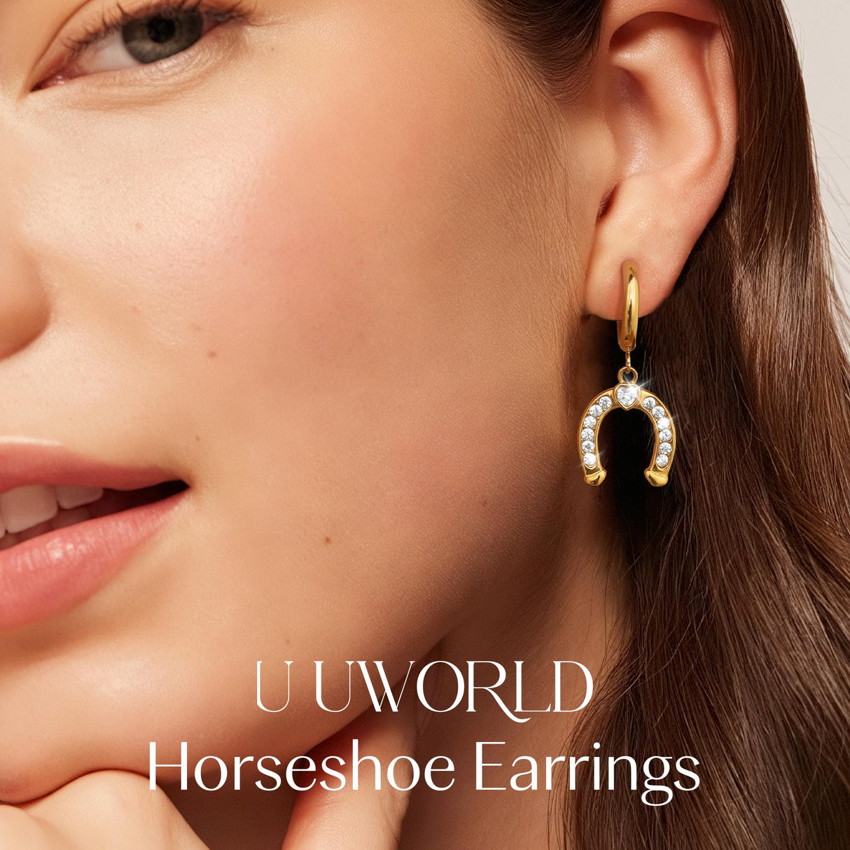 Gold Dangle Earrings for Women,Horseshoe Hoop Huggie Earrings with Heart Cubic Zirconia Hypoallergenic Lightweight Dangling Earrings Lucky Jewelry Gifts Perfect for Christmas,Birthday,Anniversary