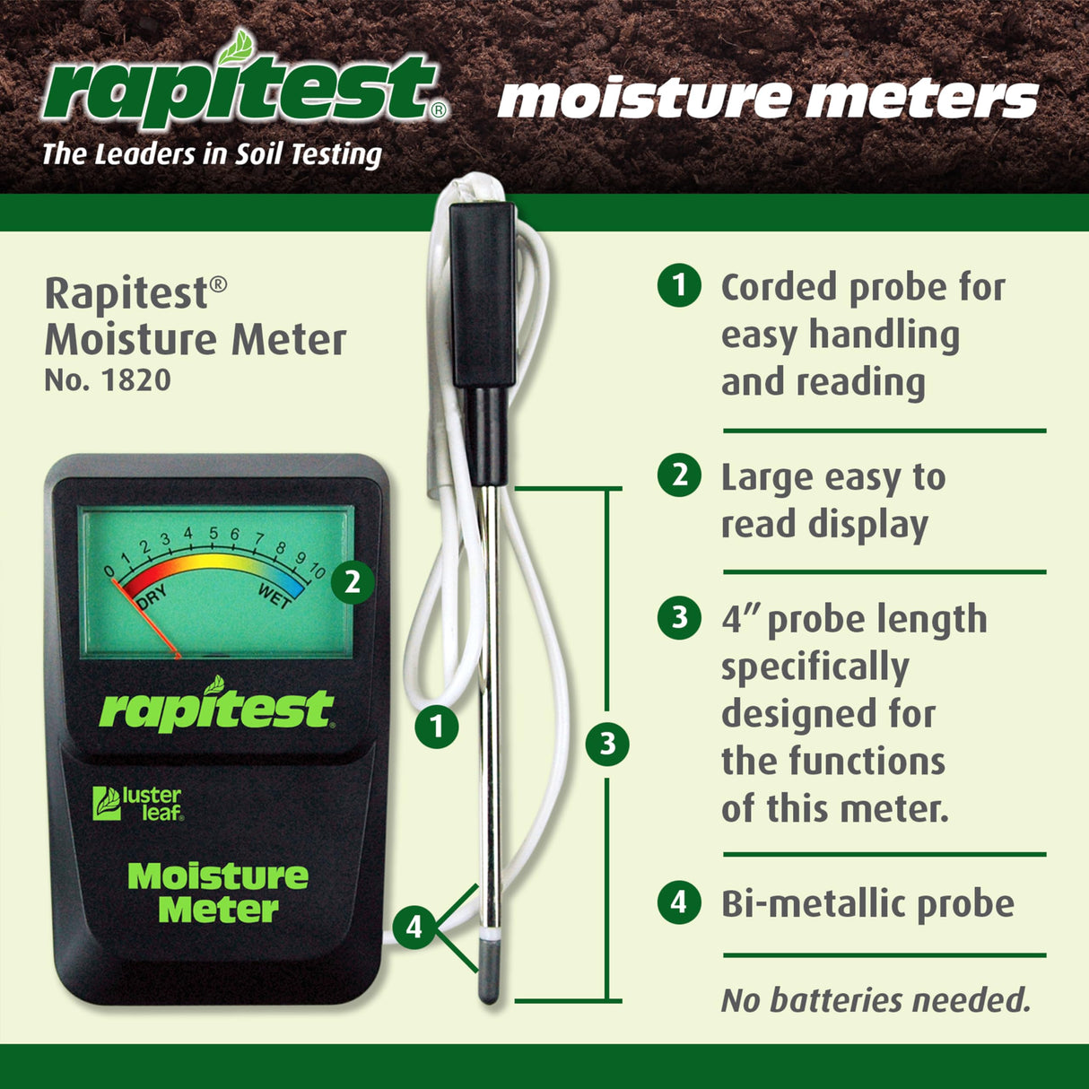 Luster Leaf 1820 Rapitest Soil Moisture Meter