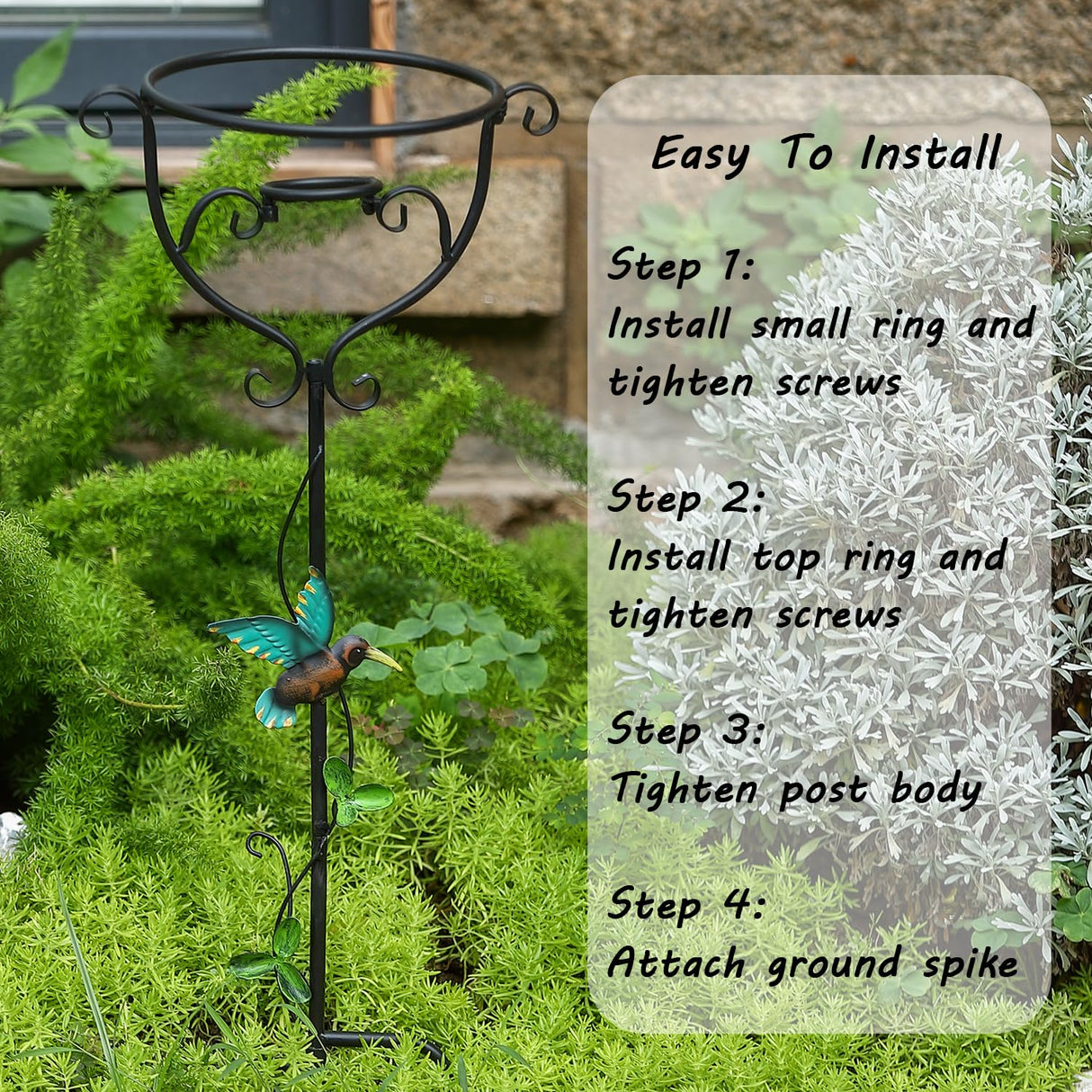 TICKCACY 30.5" Gazing Ball Stand, Trident Base Gazing Globe Stand for 10 Inches Gazing Globes, Metal Gazing Ball Display Holder for Outdoor Garden Lawn Yard