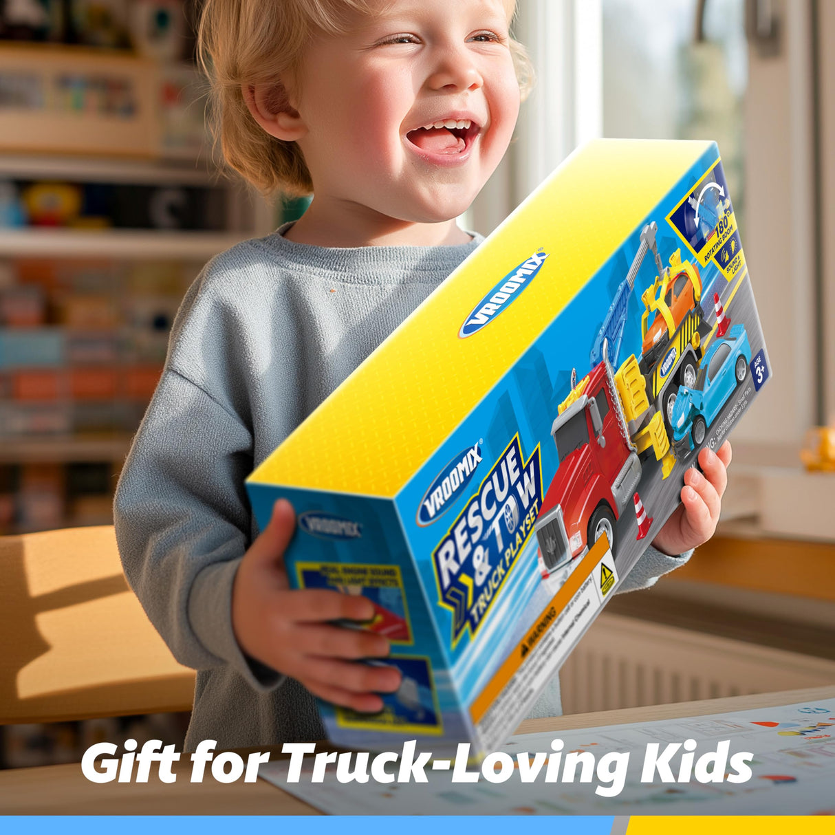 Kids Tow Truck Toys for 3 4 5 6 7 Years Old Boys, Toddler Car Toys, Large Truck with 2 Transformation Cars and Multi-Functional Trailer, Crane with Lights and Sounds, Christmas Birthday Gifts