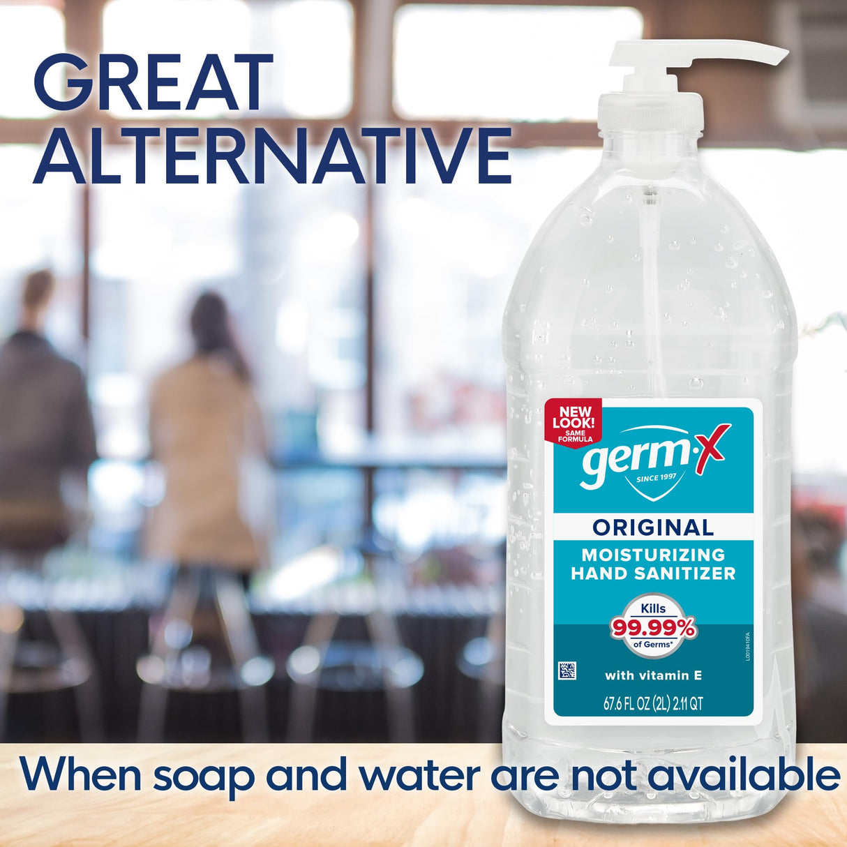 Germ-X Original Hand Sanitizer, Fast-Drying Moisturizing Gel with Vitamin E, Instant & No Rinse Formula, 62% Alcohol, Back to School Supplies, Bulk Size Pump Bottle, 67.6 Fl Oz (Pack of 1)