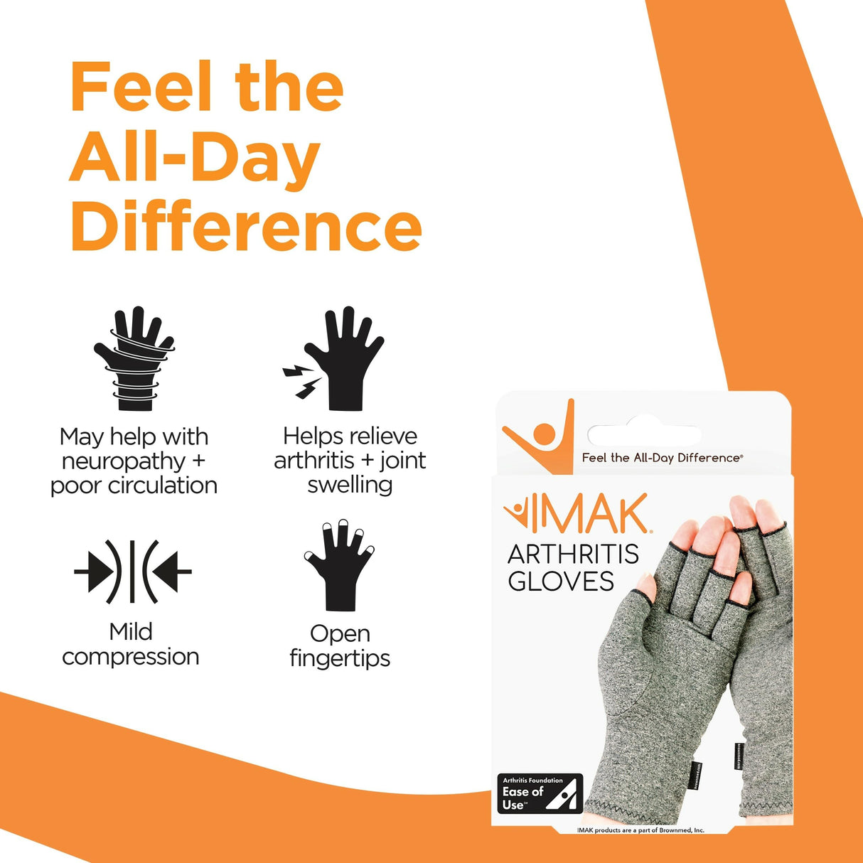 IMAK Compression Arthritis Gloves - Compression Gloves for Arthritis & Joint Pain Support - Men's & Women's Fingerless Gloves to Support Circulation - Grey - Medium