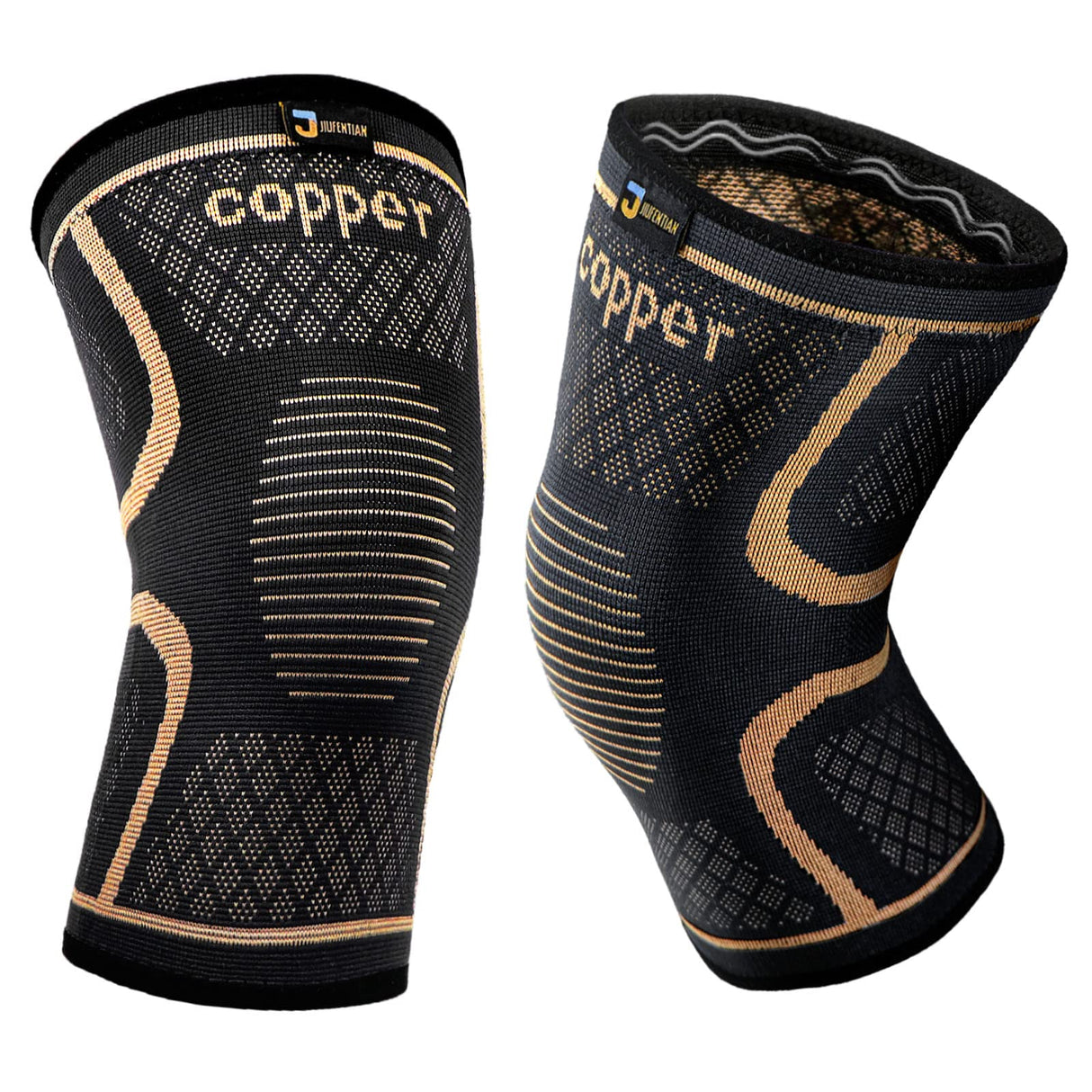 Copper Knee Braces for Men and Women (2 pack) -Copper Compression Knee Sleeve Knee Supports for Knee Pain, Arthritis, Sports and Recovery Support (Small)